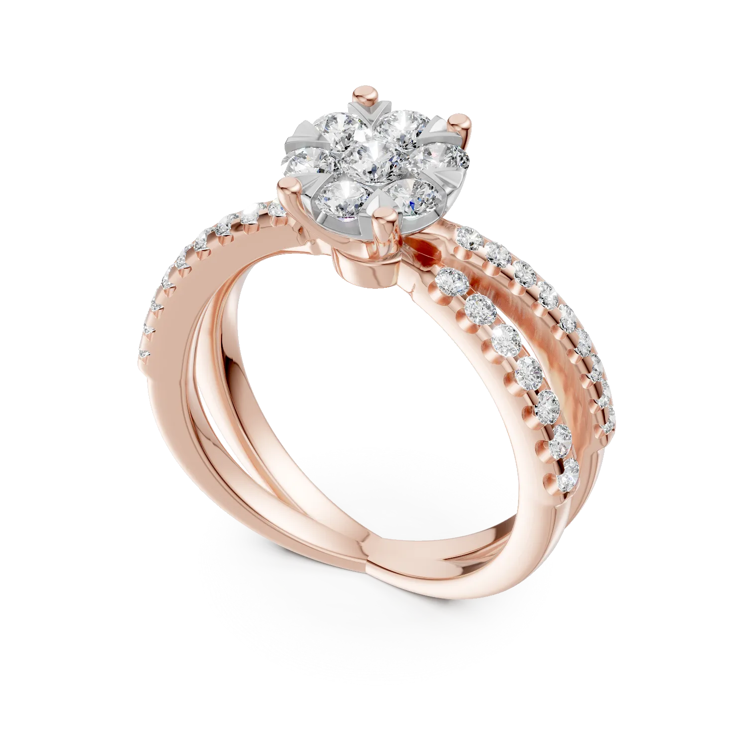 Eljegyzési gyűrű 18K-os rózsaszín aranyból 39 darab 0.6ct gyémánttal
