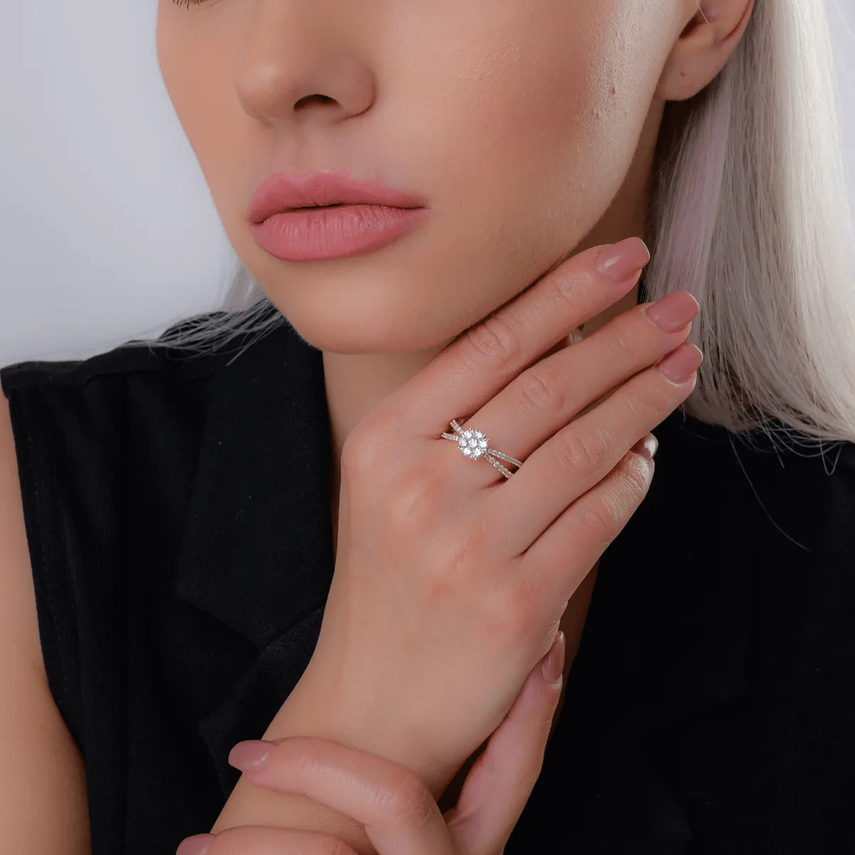 Eljegyzési gyűrű 18K-os rózsaszín aranyból 39 darab 0.6ct gyémánttal