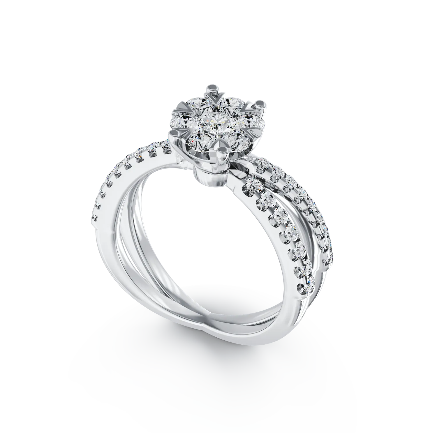 18K бял златен годежен пръстен с диаманти от 0.6ct