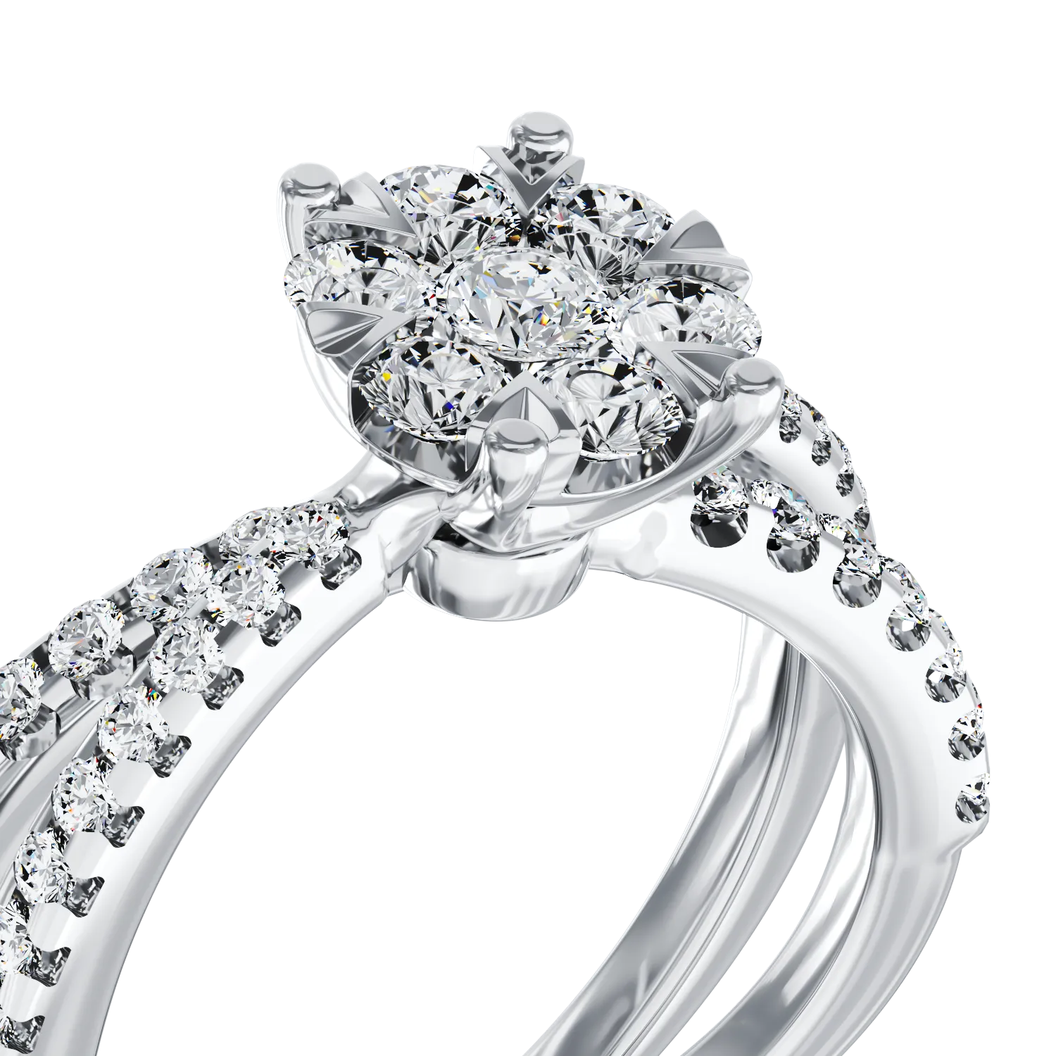 Eljegyzési gyűrű 18K-os fehér aranyból 0.6ct gyémánttal. Gramm: 2,8