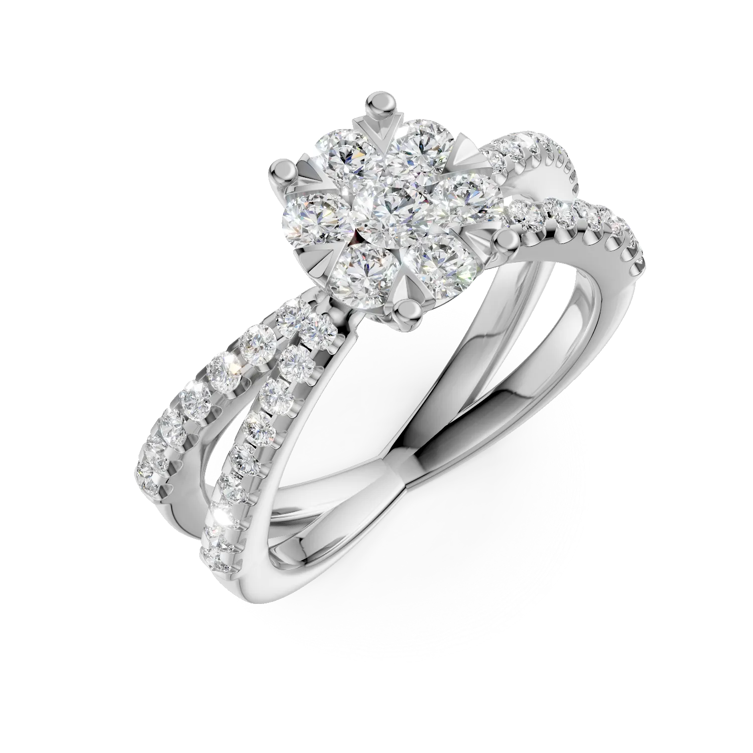 Inel de logodna din aur alb de 18K cu diamante de 0.6ct