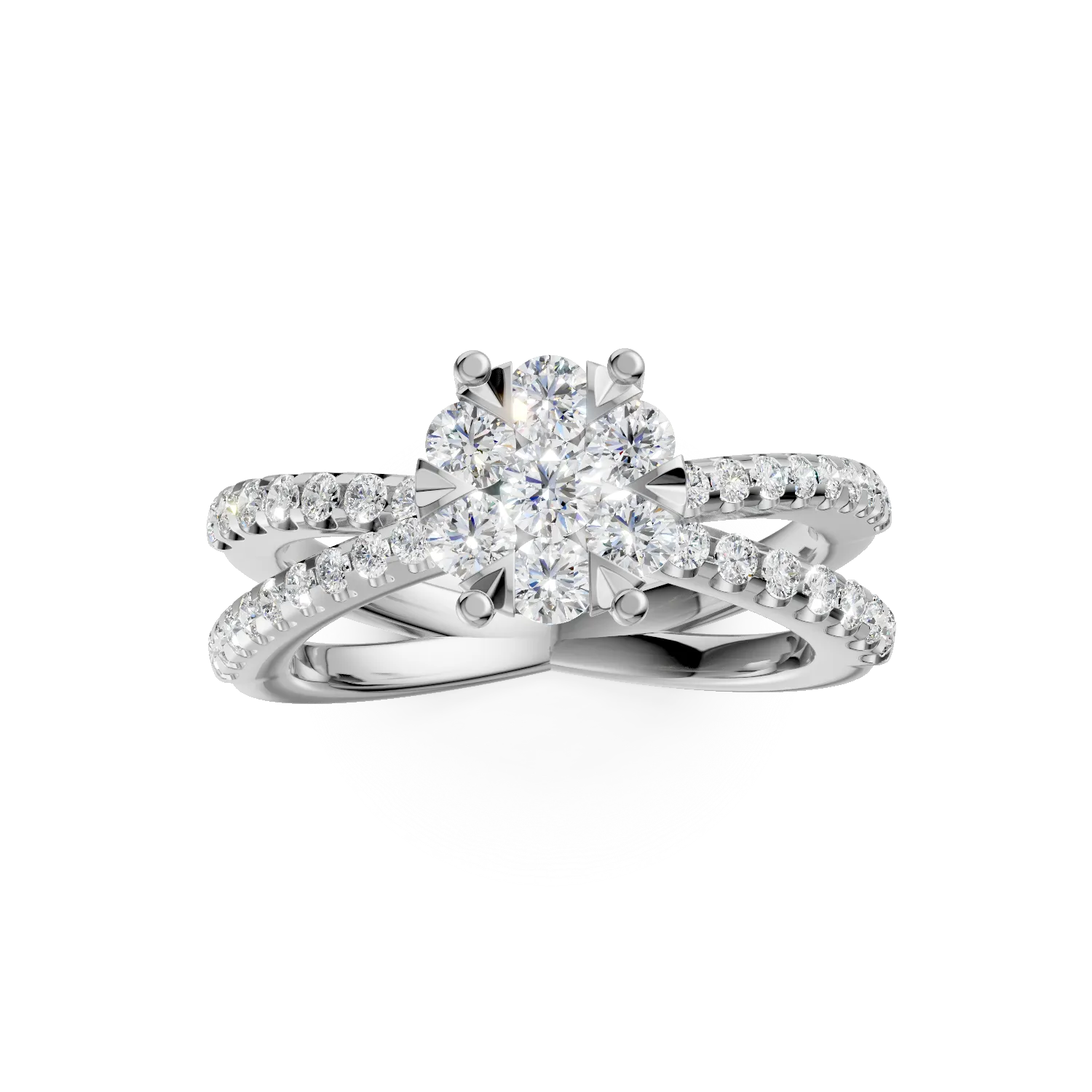 Inel de logodna din aur alb de 18K cu diamante de 0.6ct