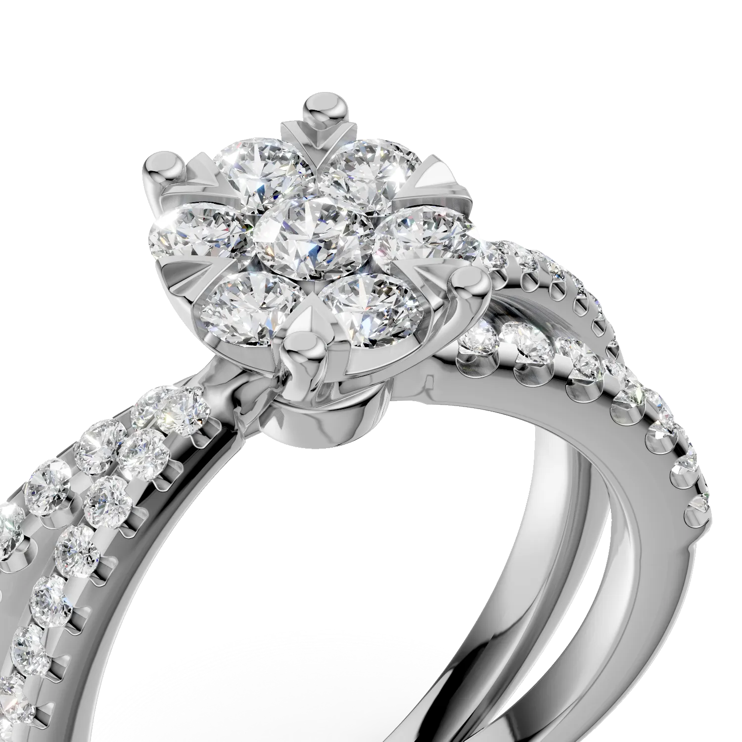 Inel de logodna din aur alb de 18K cu diamante de 0.6ct