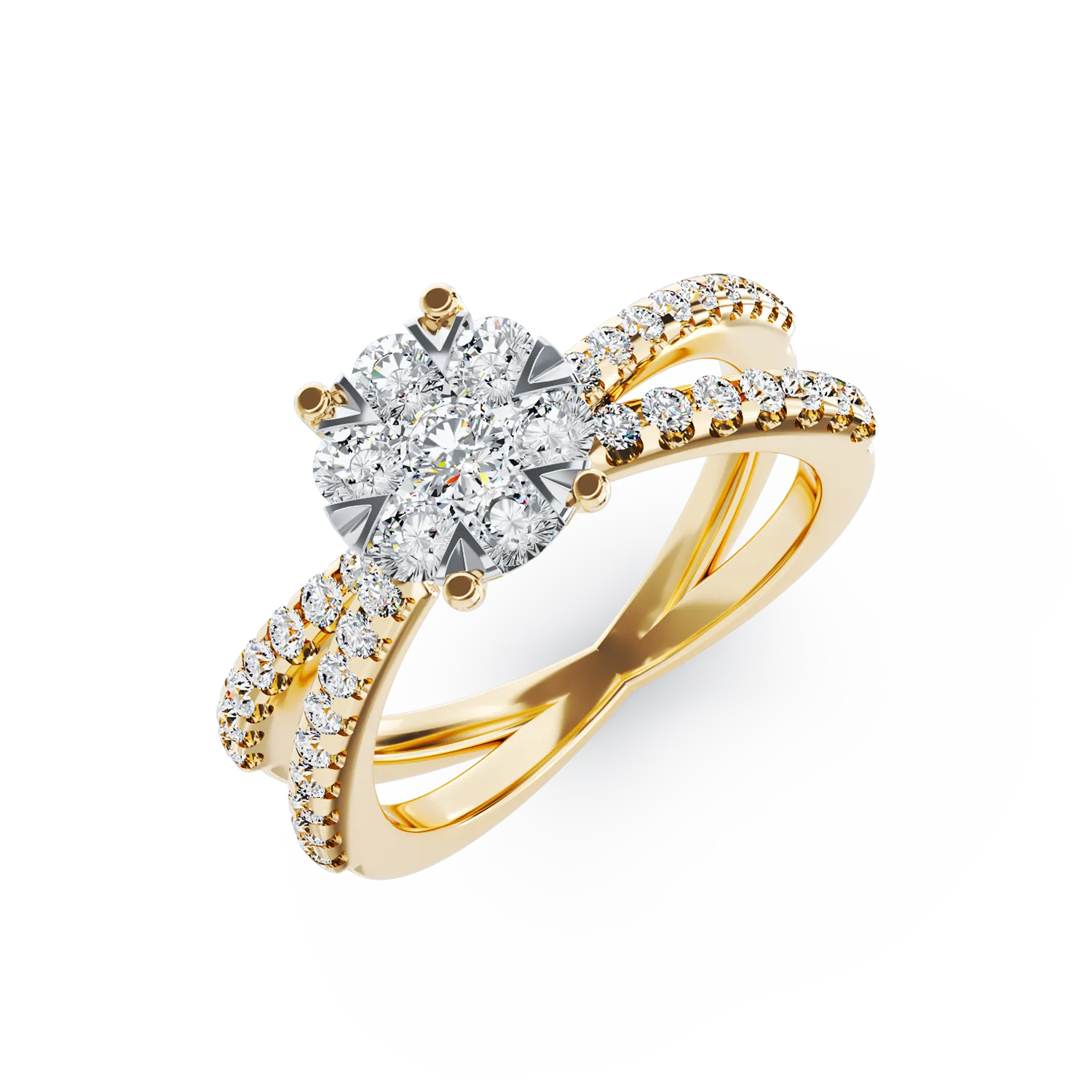 18K yellow gold engagement ring with 0.6ct diamonds