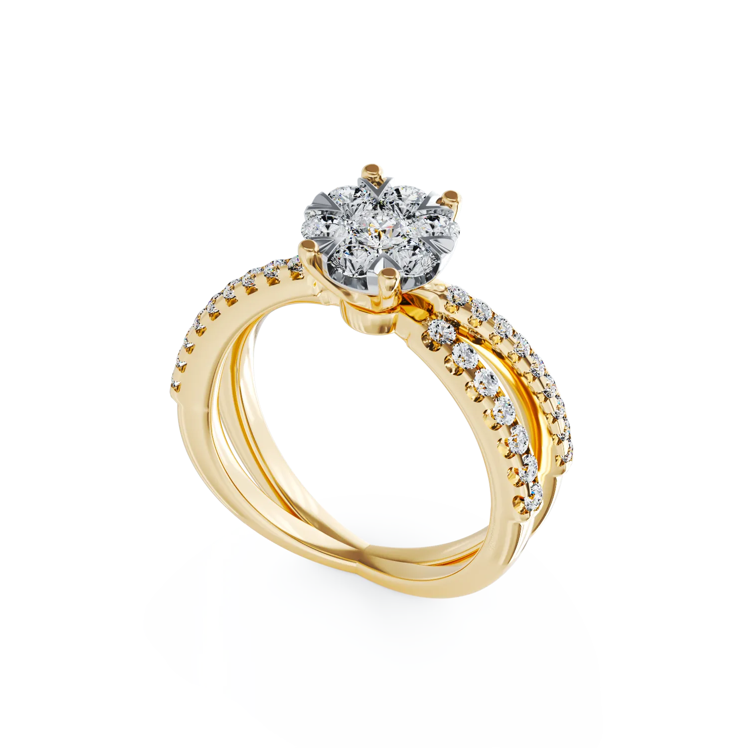 Pierścionek zaręczynowy z żółtego 18K złota z 0.6ct diamentami