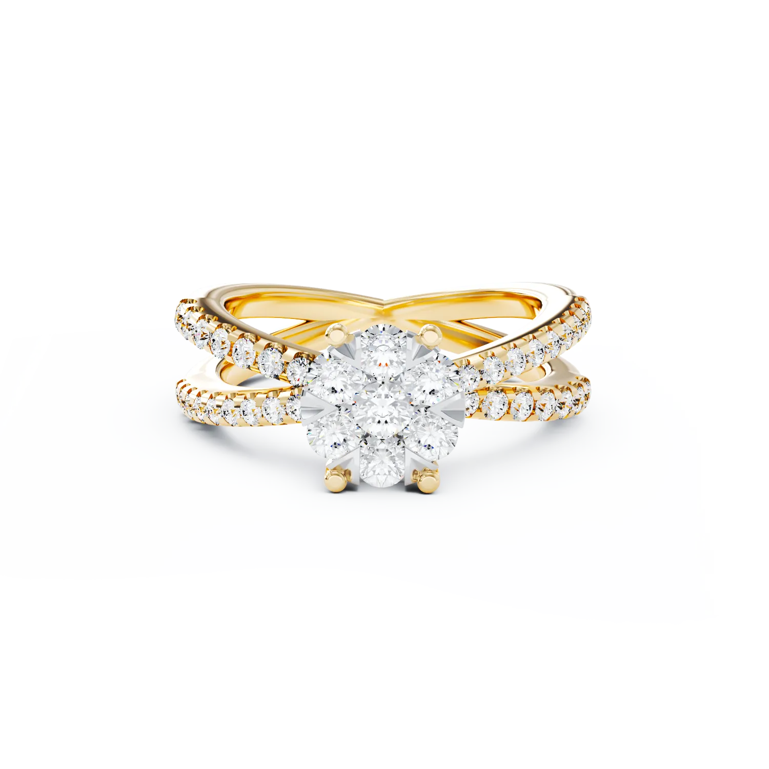 Pierścionek zaręczynowy z żółtego 18K złota z 0.6ct diamentami