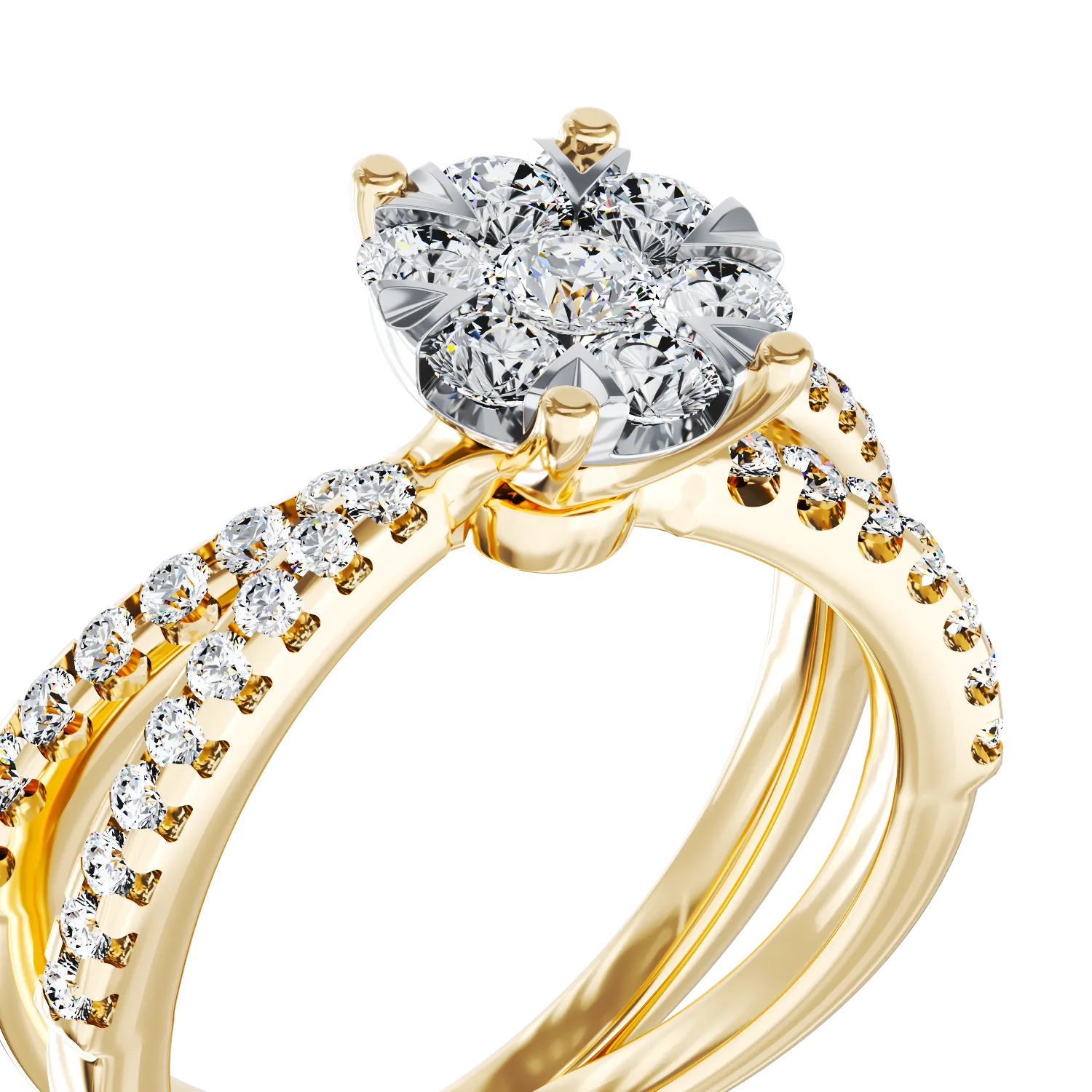 Pierścionek zaręczynowy z żółtego 18K złota z 0.6ct diamentami