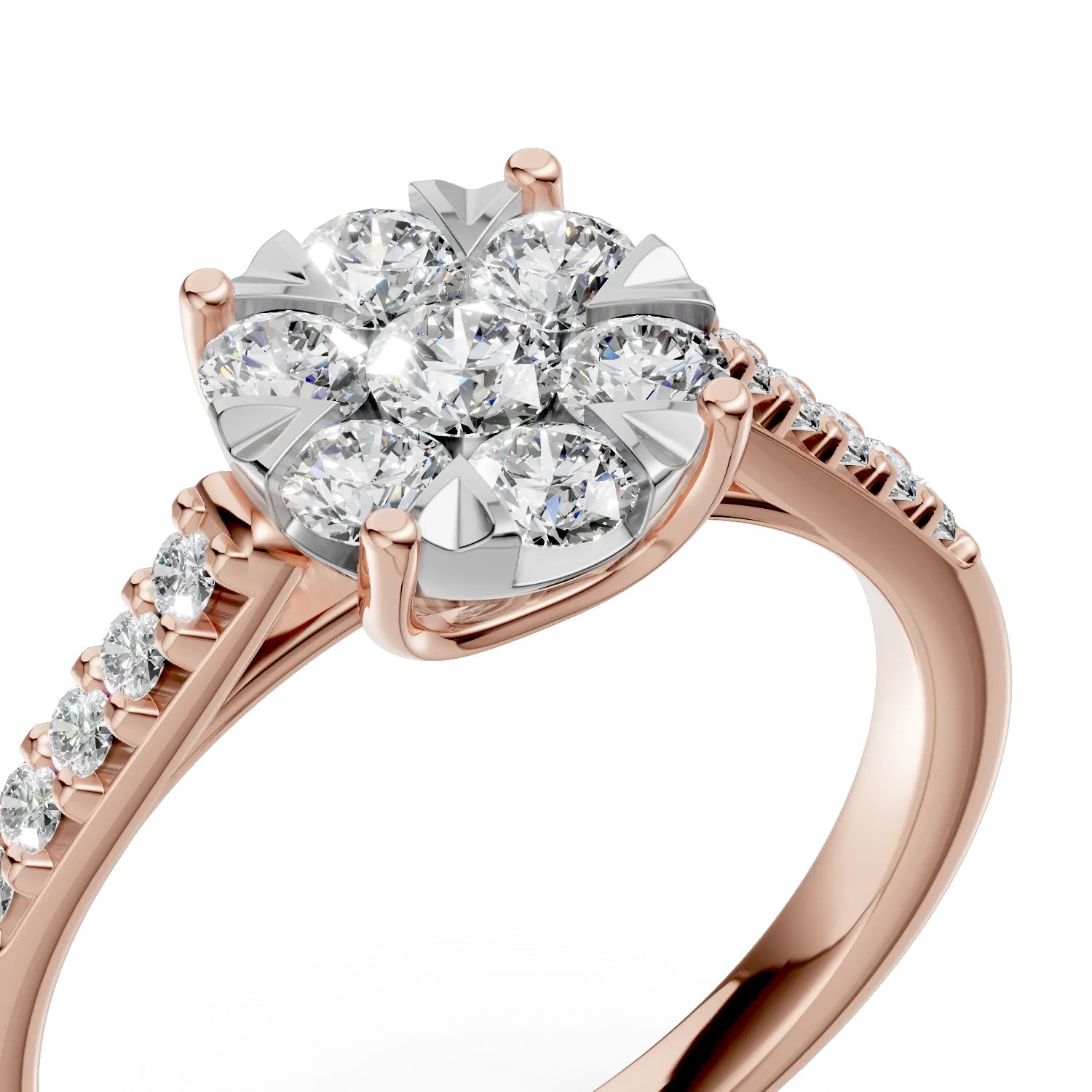 Pierścionek zaręczynowy z różowego złota z diamentami o masie 0.5ct