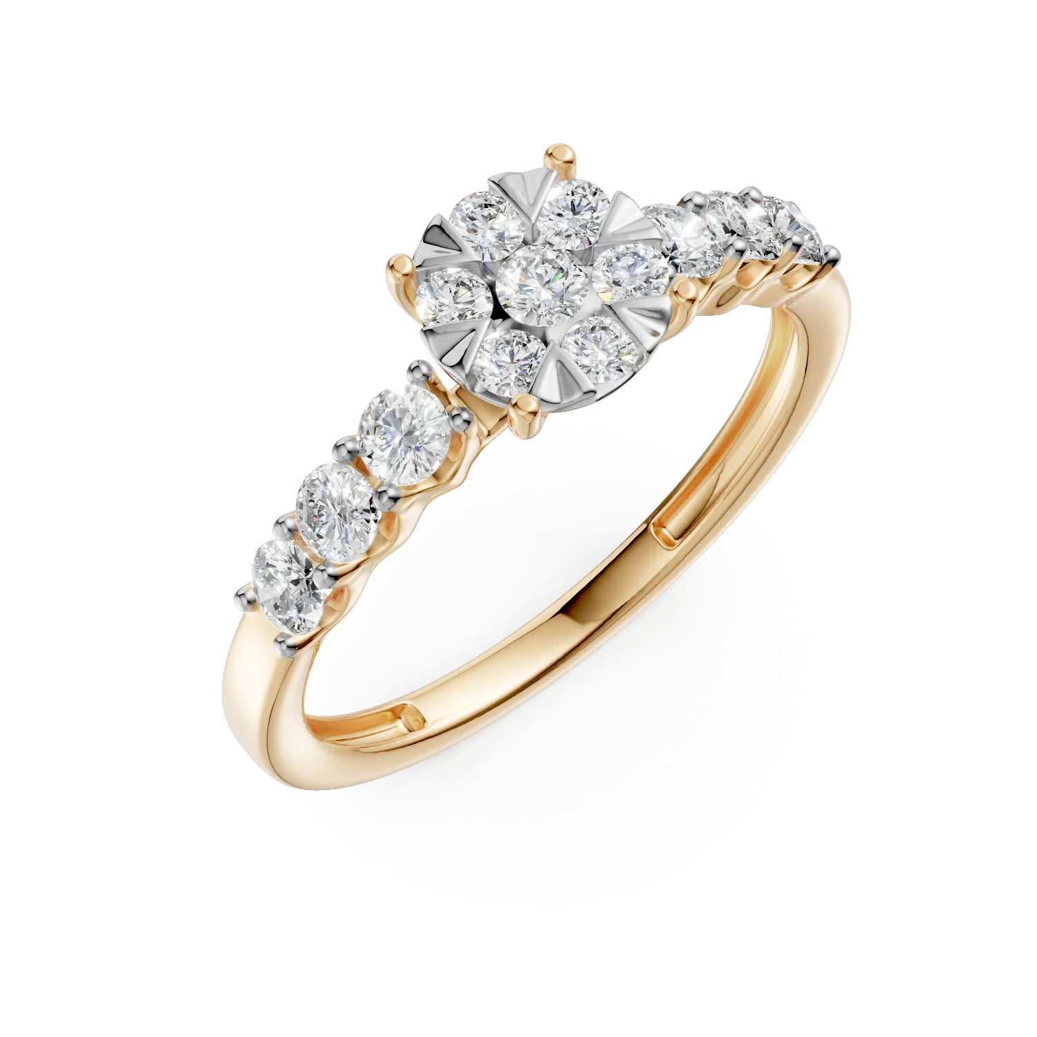 18K yellow gold engagement ring with diamonds of 0.84ct