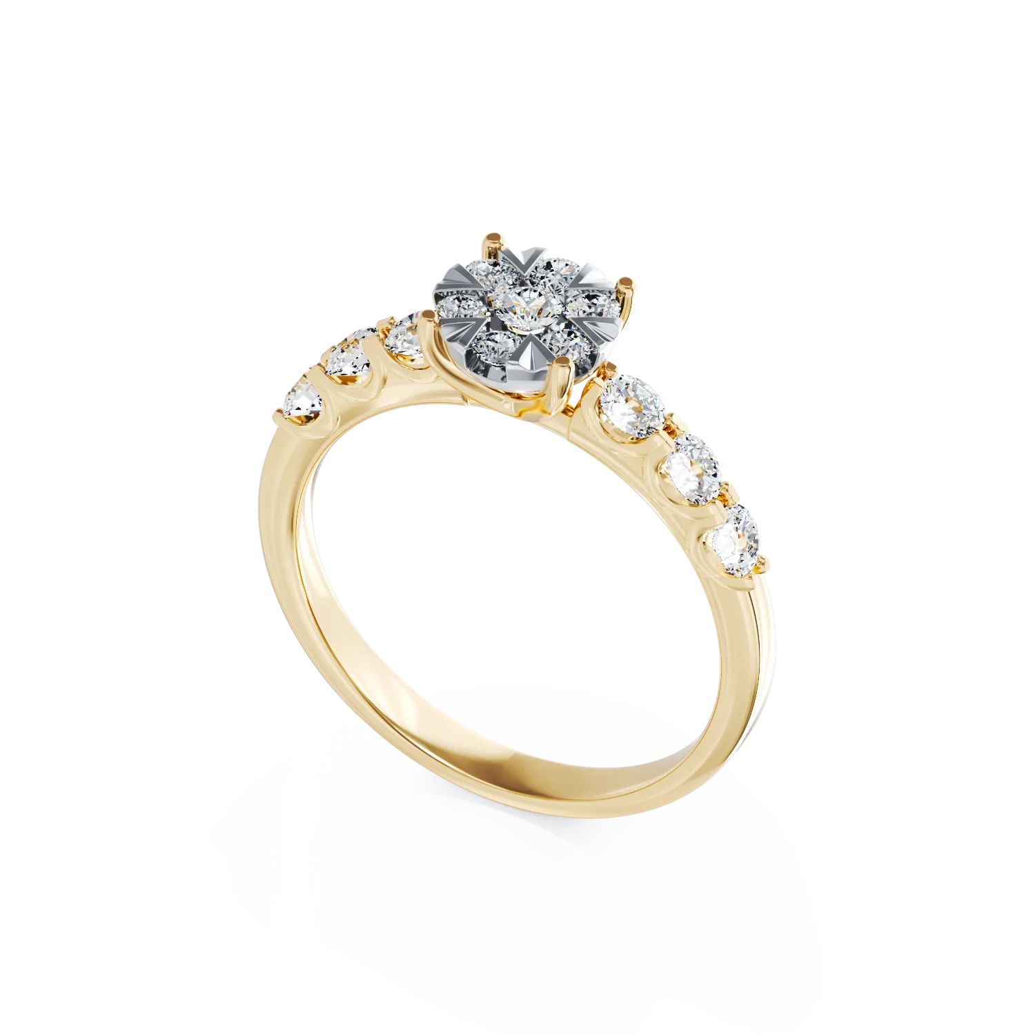 Eljegyzési gyűrű 18K-os sárga aranyból 0,84ct gyémánttal. Gramm: 2,20