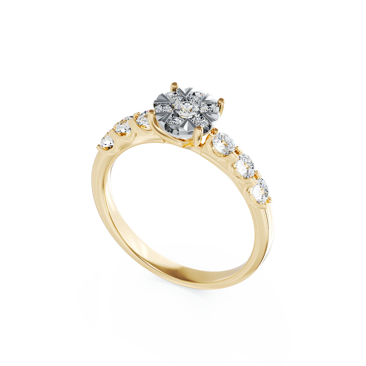 Inel de logodna din aur galben de 18K cu diamante de 0.84ct