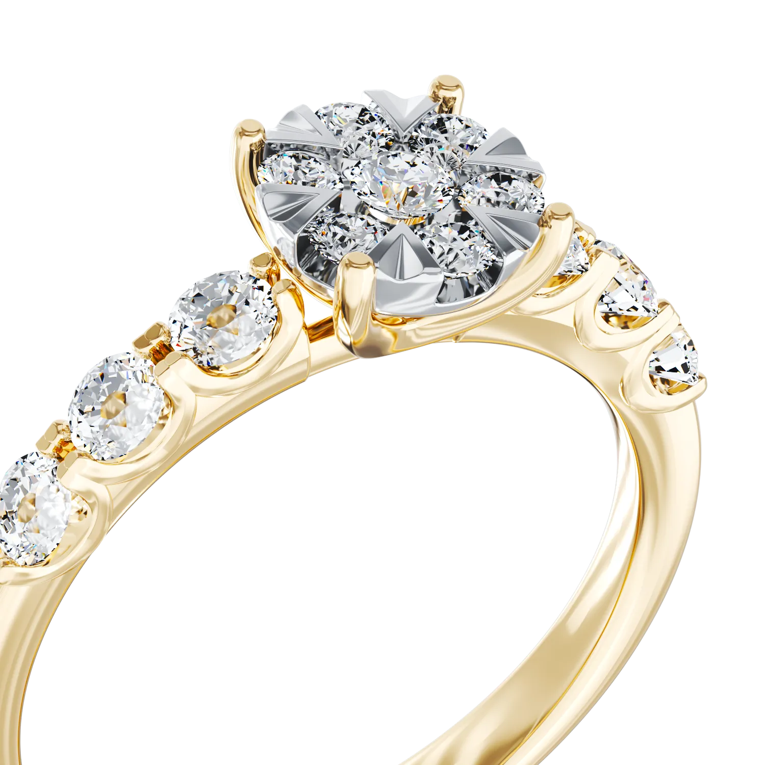 18K yellow gold engagement ring with diamonds of 0.84ct