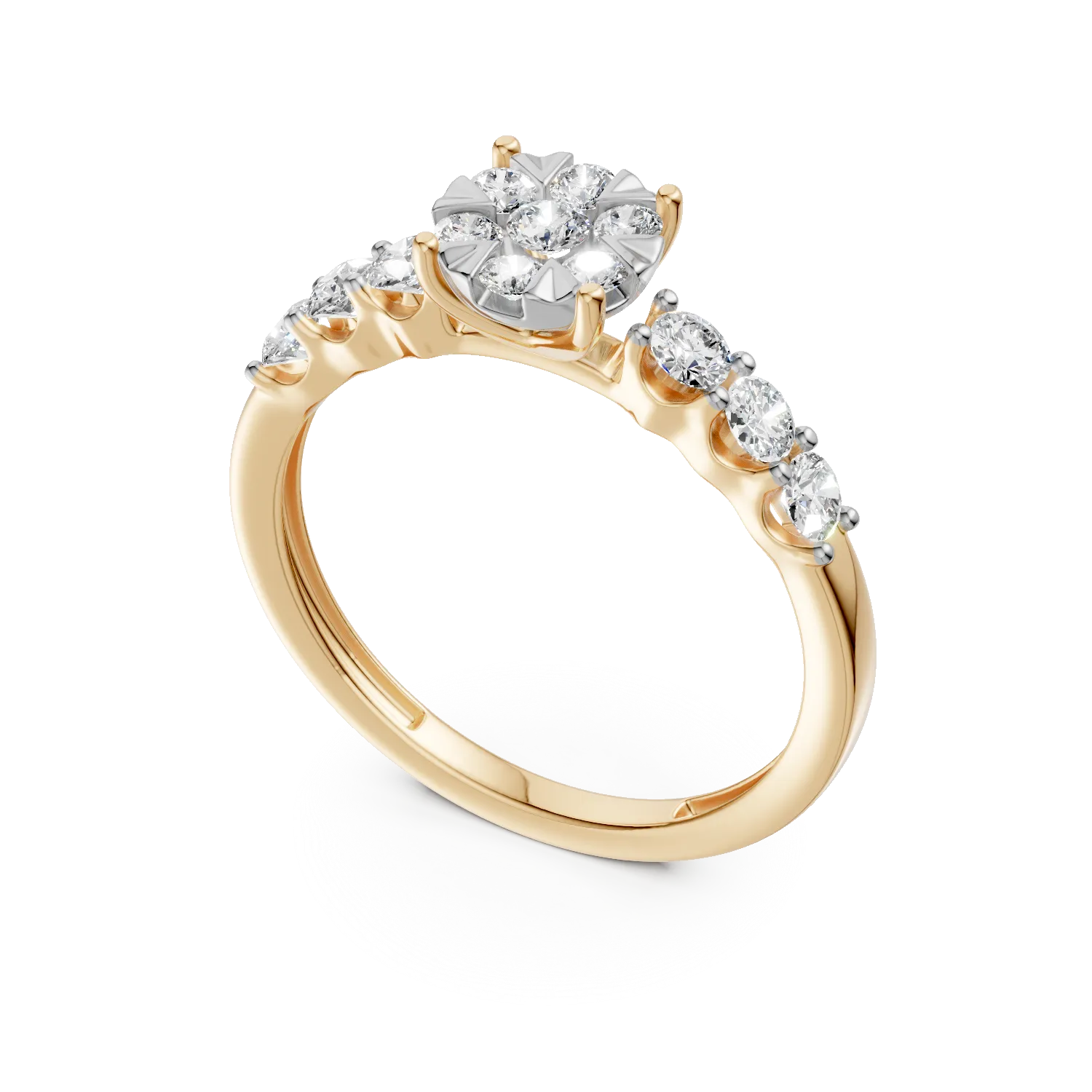 Inel de logodna din aur galben de 18K cu diamante de 0.84ct