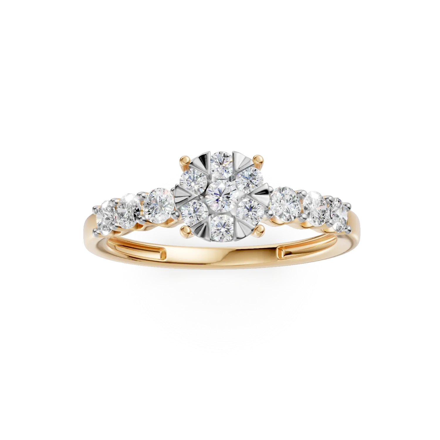 Inel de logodna din aur galben de 18K cu diamante de 0.84ct