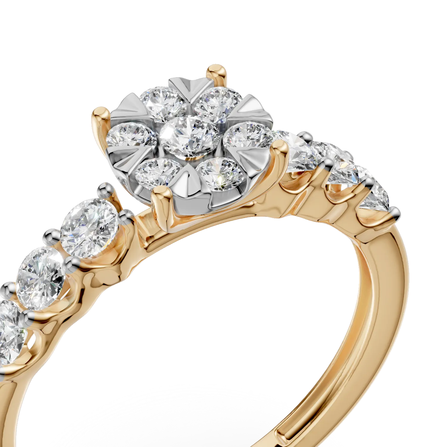 Inel de logodna din aur galben de 18K cu diamante de 0.84ct