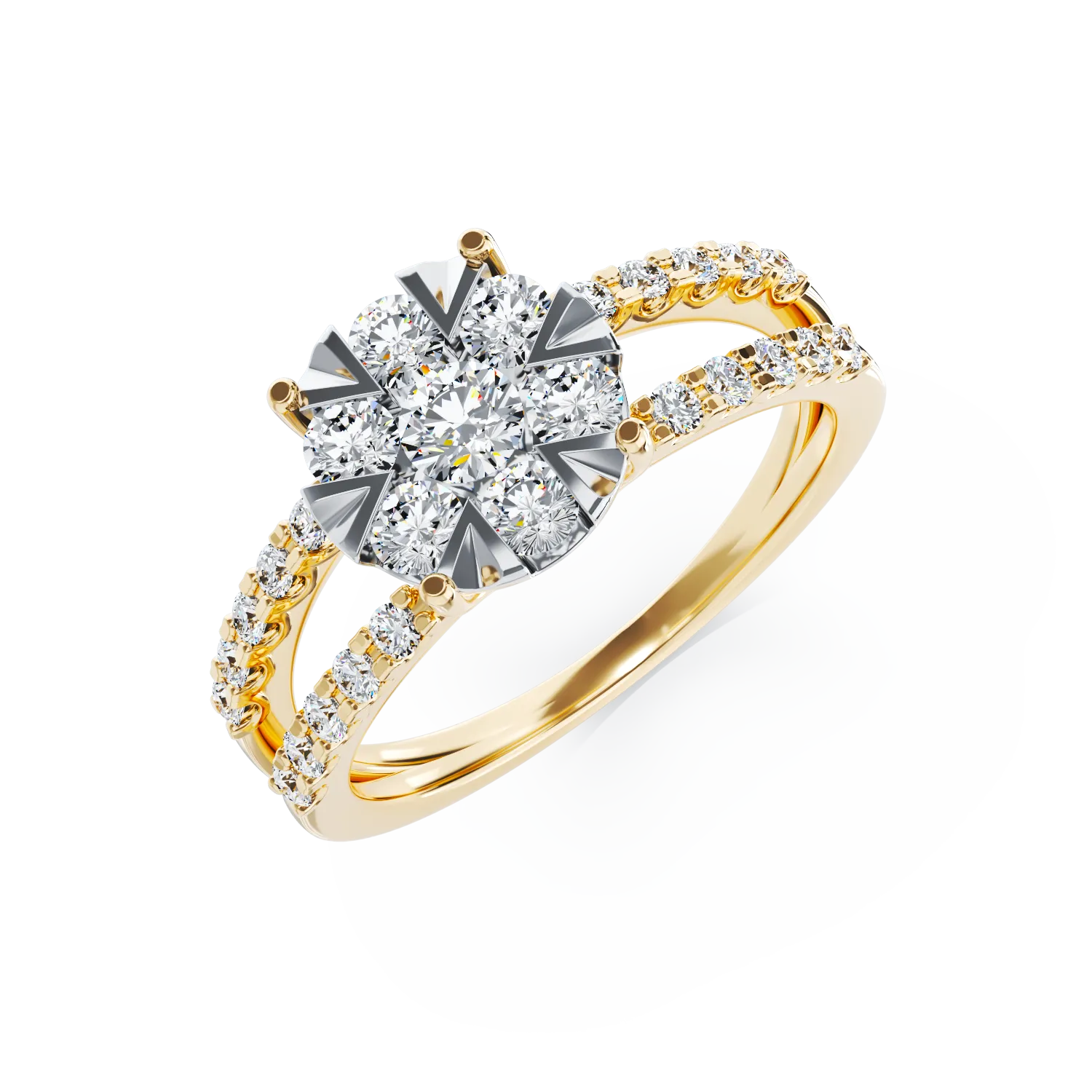 18K yellow gold engagement ring with 1ct diamonds