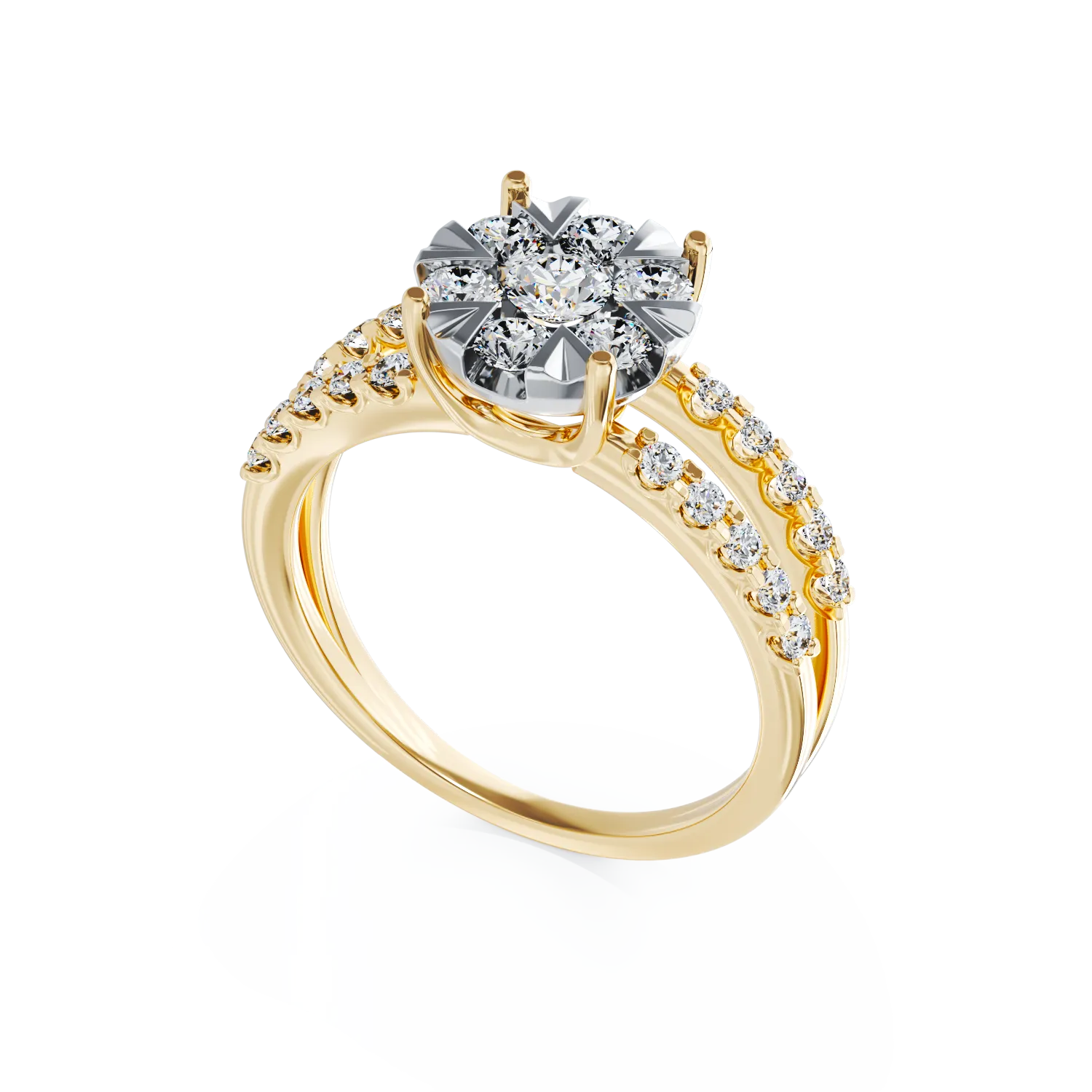 Годежен пръстен от 18K жълто злато с 1ct диаманти