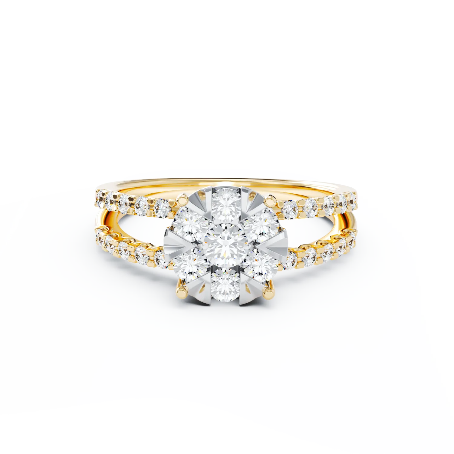 18K yellow gold engagement ring with 1ct diamonds