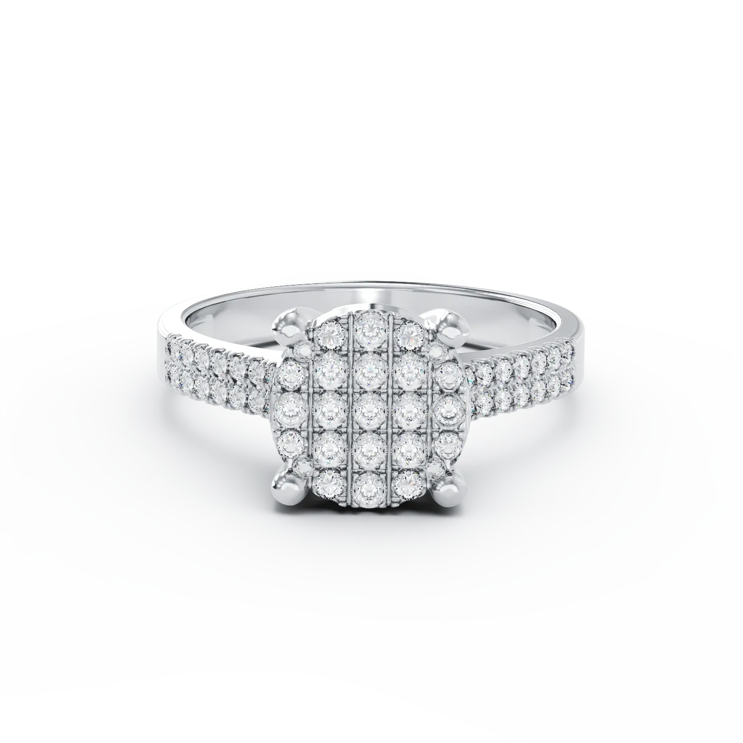 Inel de logodna din aur alb de 14K cu diamante de 0.42ct