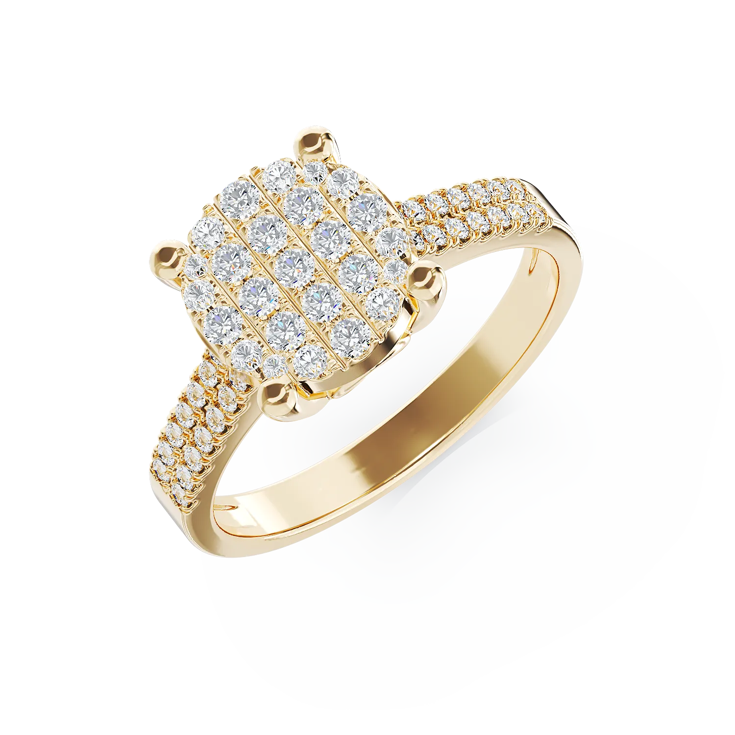 Inel de logodna din aur galben de 14K cu diamante de 0.42ct