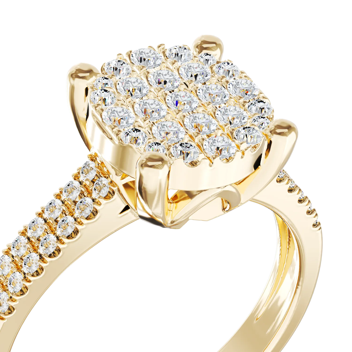 Inel de logodna din aur galben de 14K cu diamante de 0.42ct