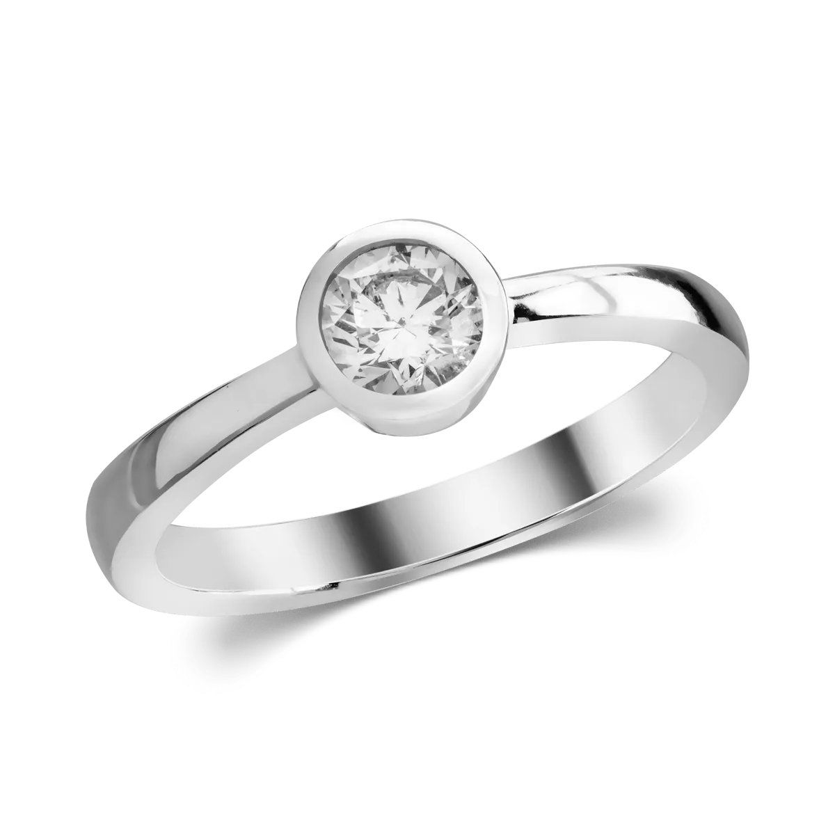 Годежен пръстен от бяло злато 14K с диамант пасианс 0.5ct