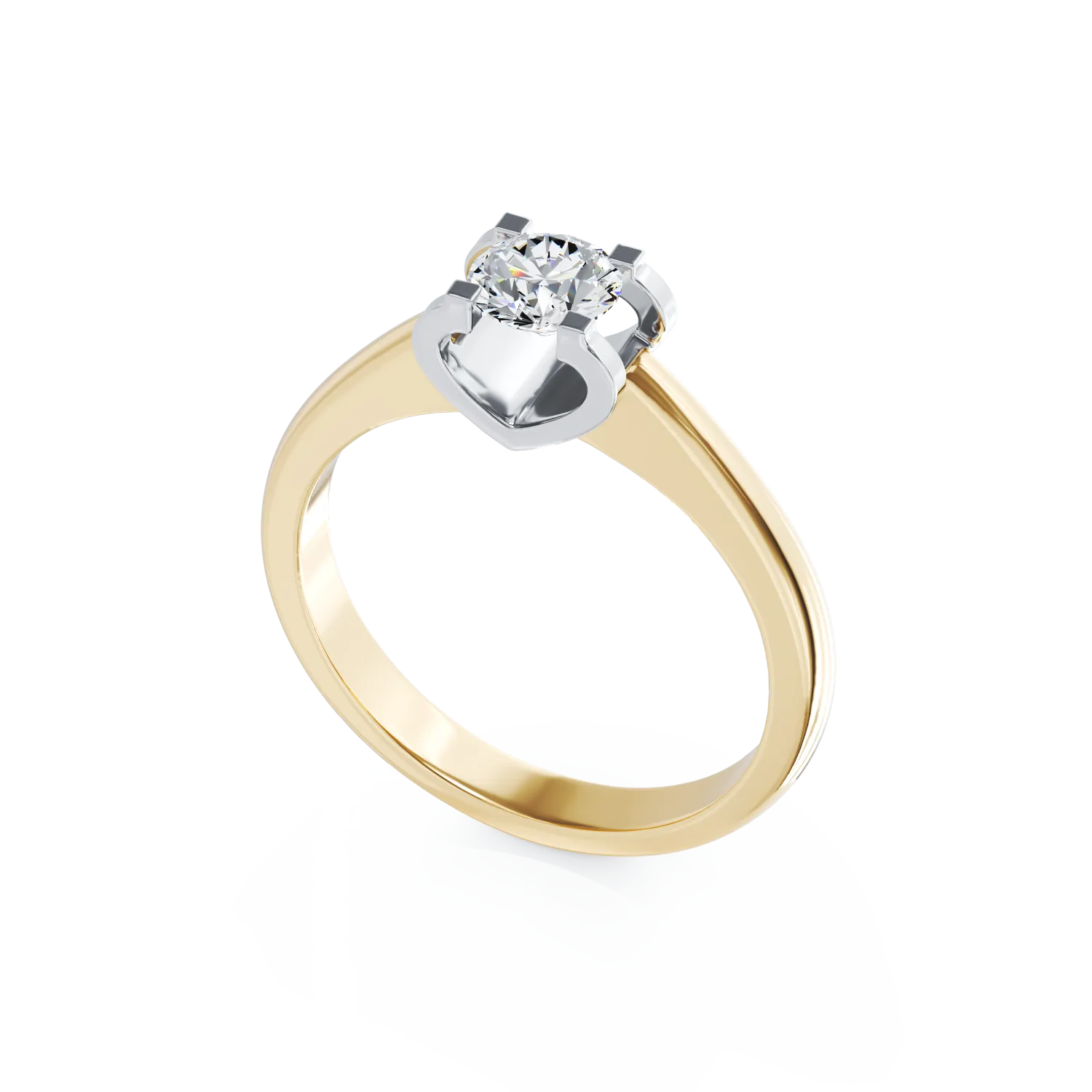 Inel de logodna din aur galben-alb de 18K cu un diamant solitaire de 0.31ct