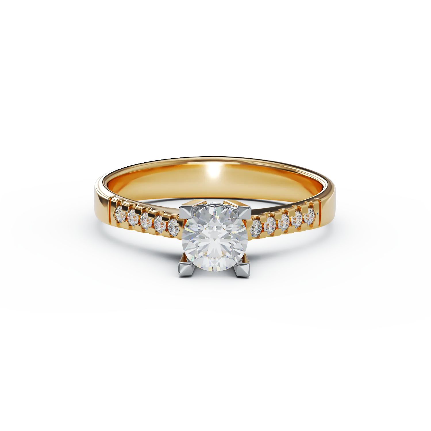 Inel de logodna din aur galben de 18K cu diamante de 0.55ct