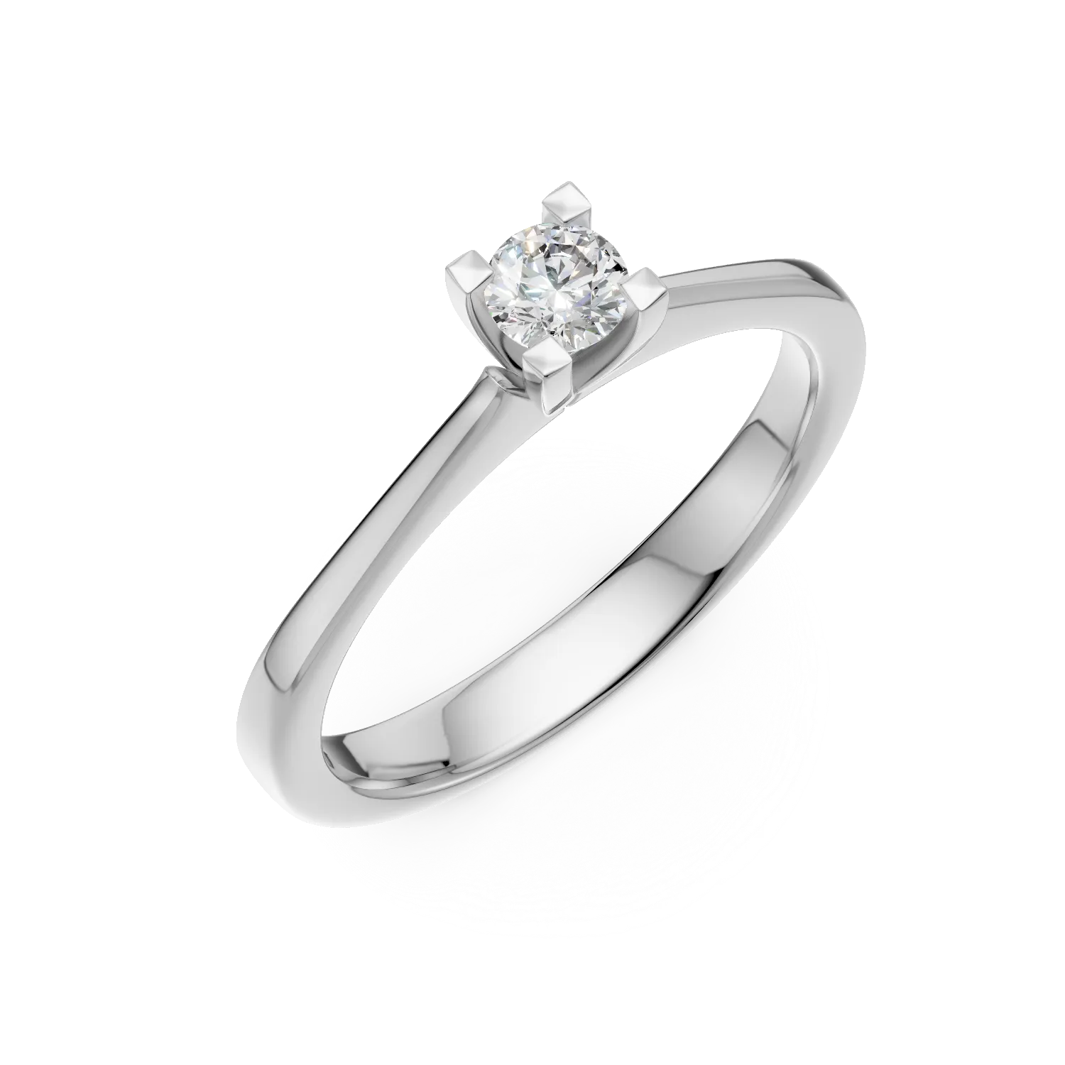 Inel de logodna din aur alb de 18K cu un diamant solitaire de 0.3ct-101254