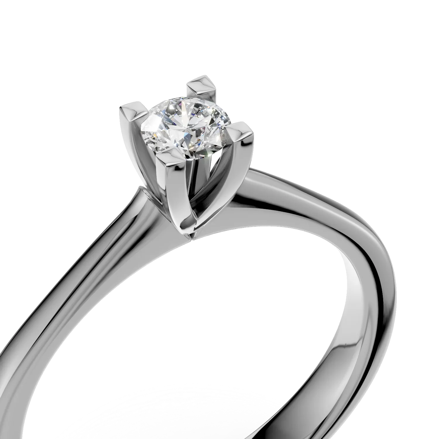 Годежен пръстен от бяло злато 18K с диамант пасианс 0.3ct
