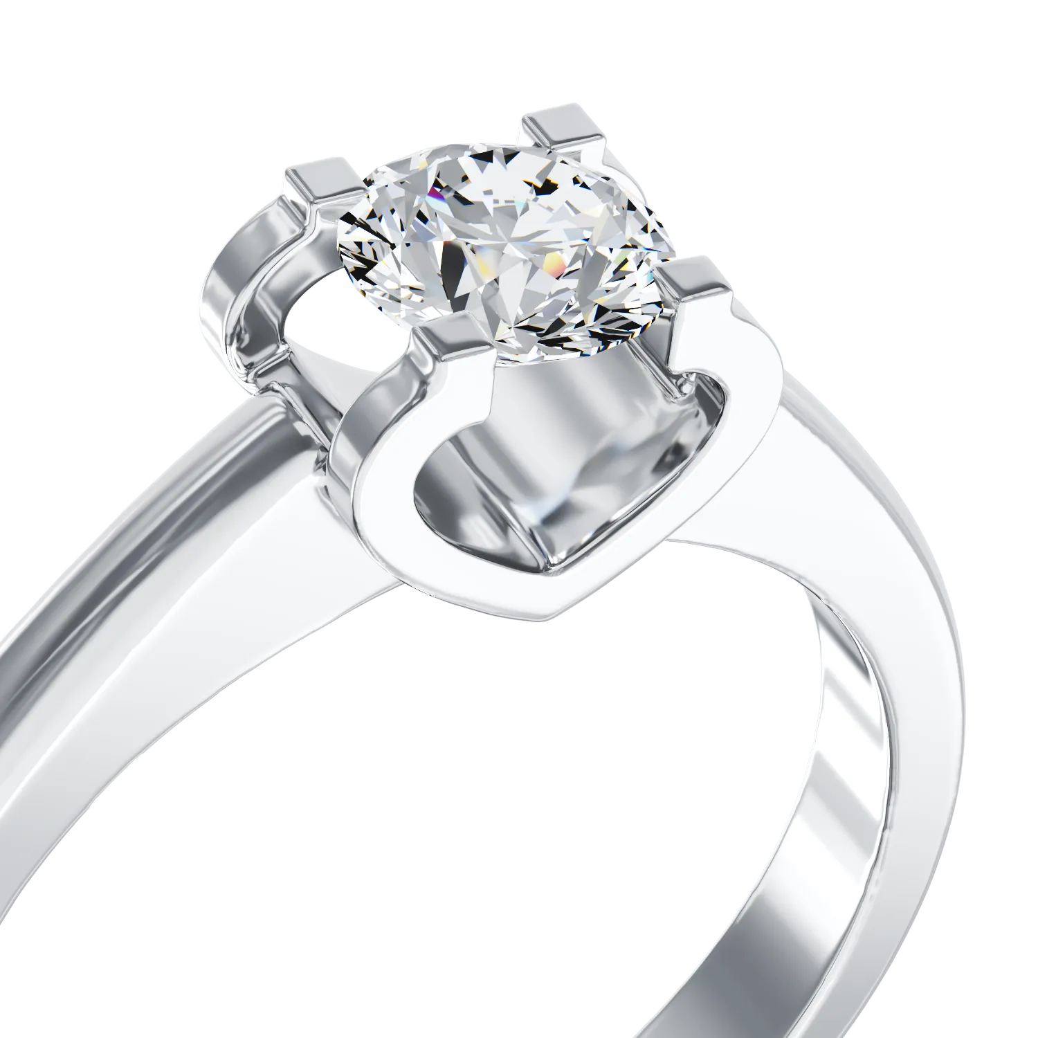 Годежен пръстен от 18K бяло злато с диамант пасианс 0.17ct