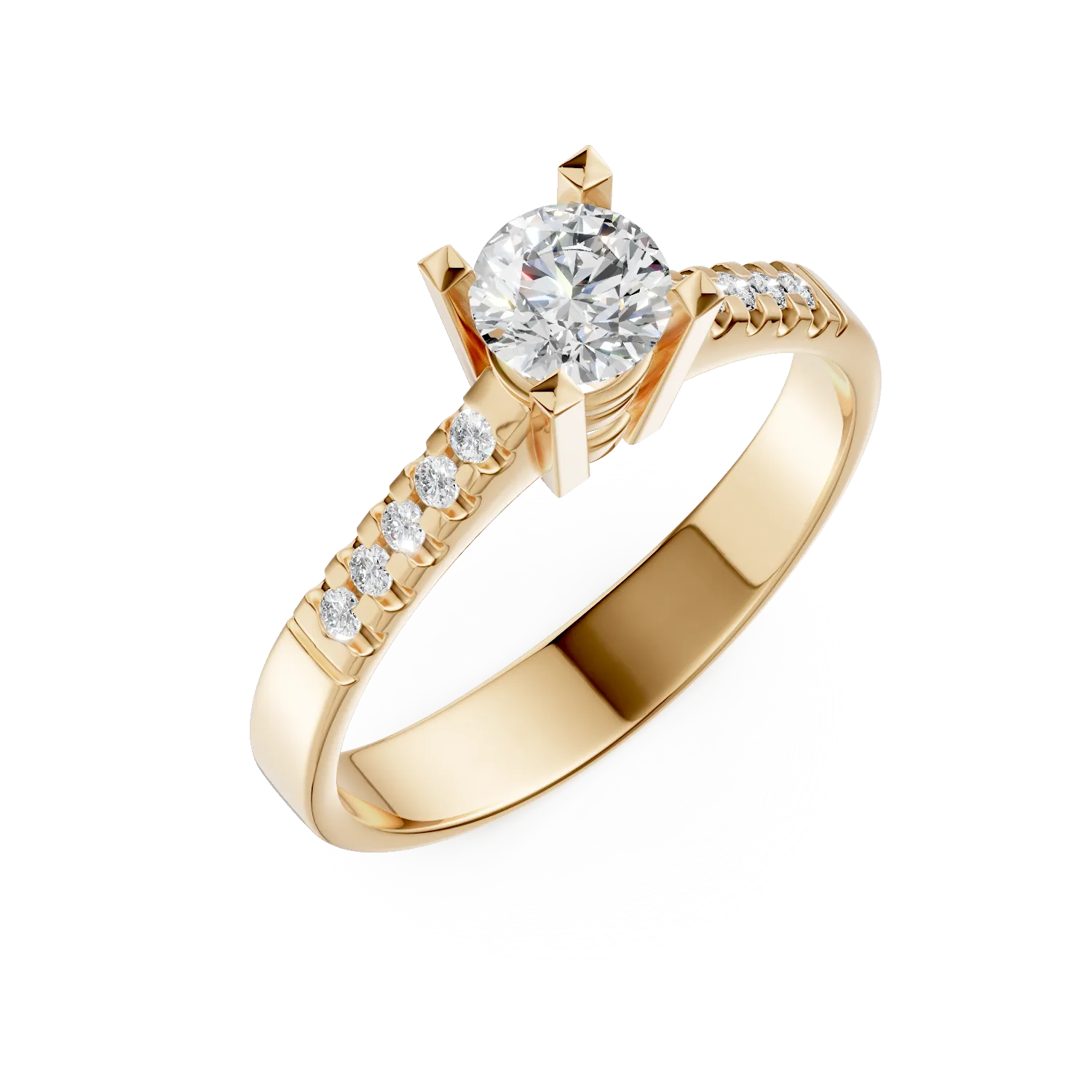 Yellow gold engagement ring with 0.3ct diamonds