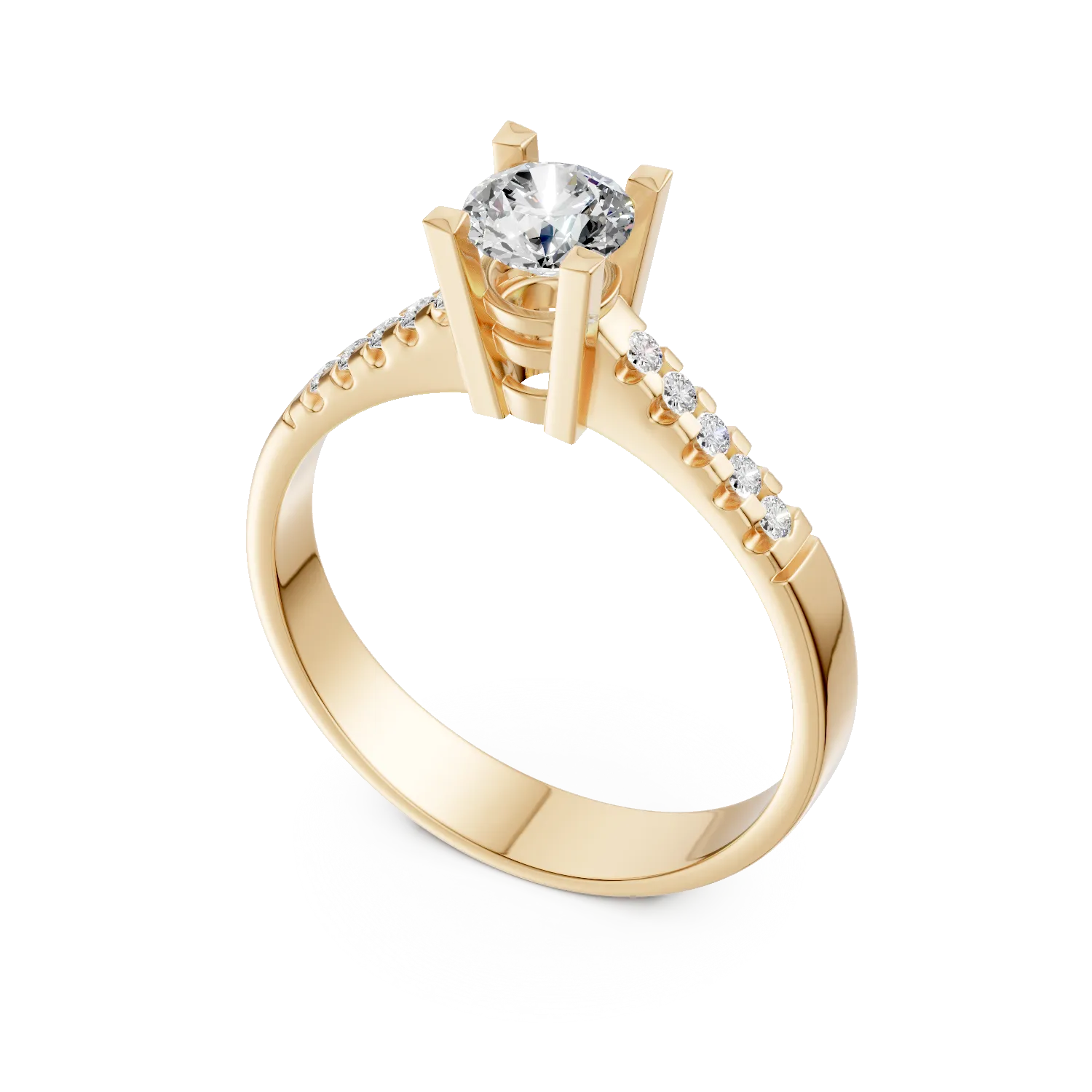 Yellow gold engagement ring with 0.3ct diamonds