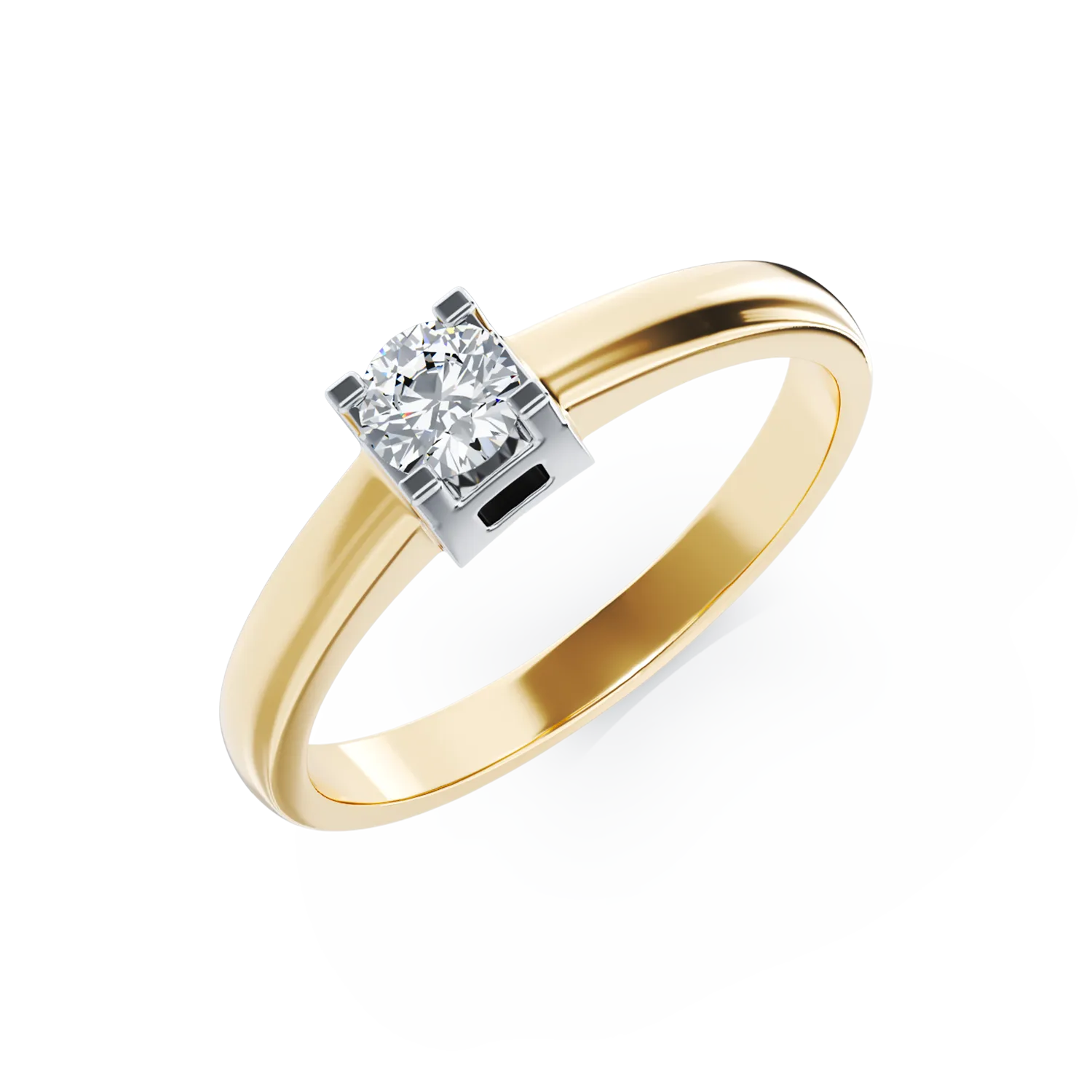 18K yellow gold engagement ring with 0.14ct solitaire diamond