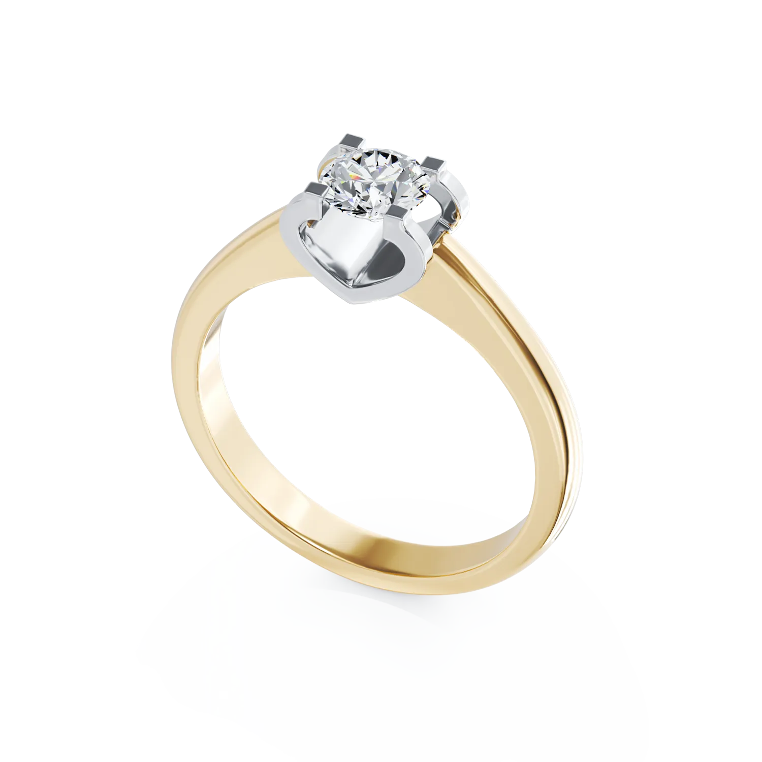 Inel de logodna din aur galben de 18K cu diamant solitaire de 0.3ct