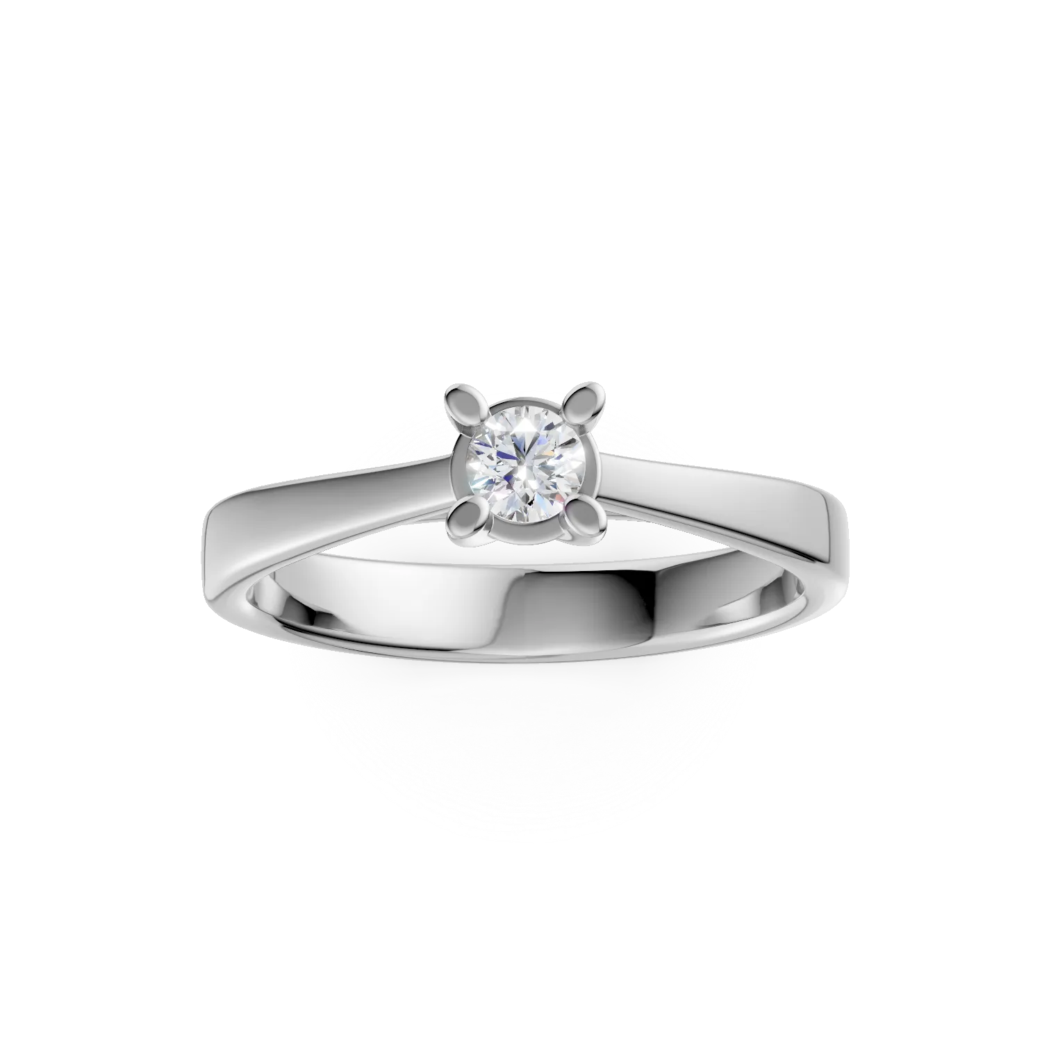 Inel de logodna din aur alb de 18K cu un diamant solitaire de 0.1ct - 2 | YEO