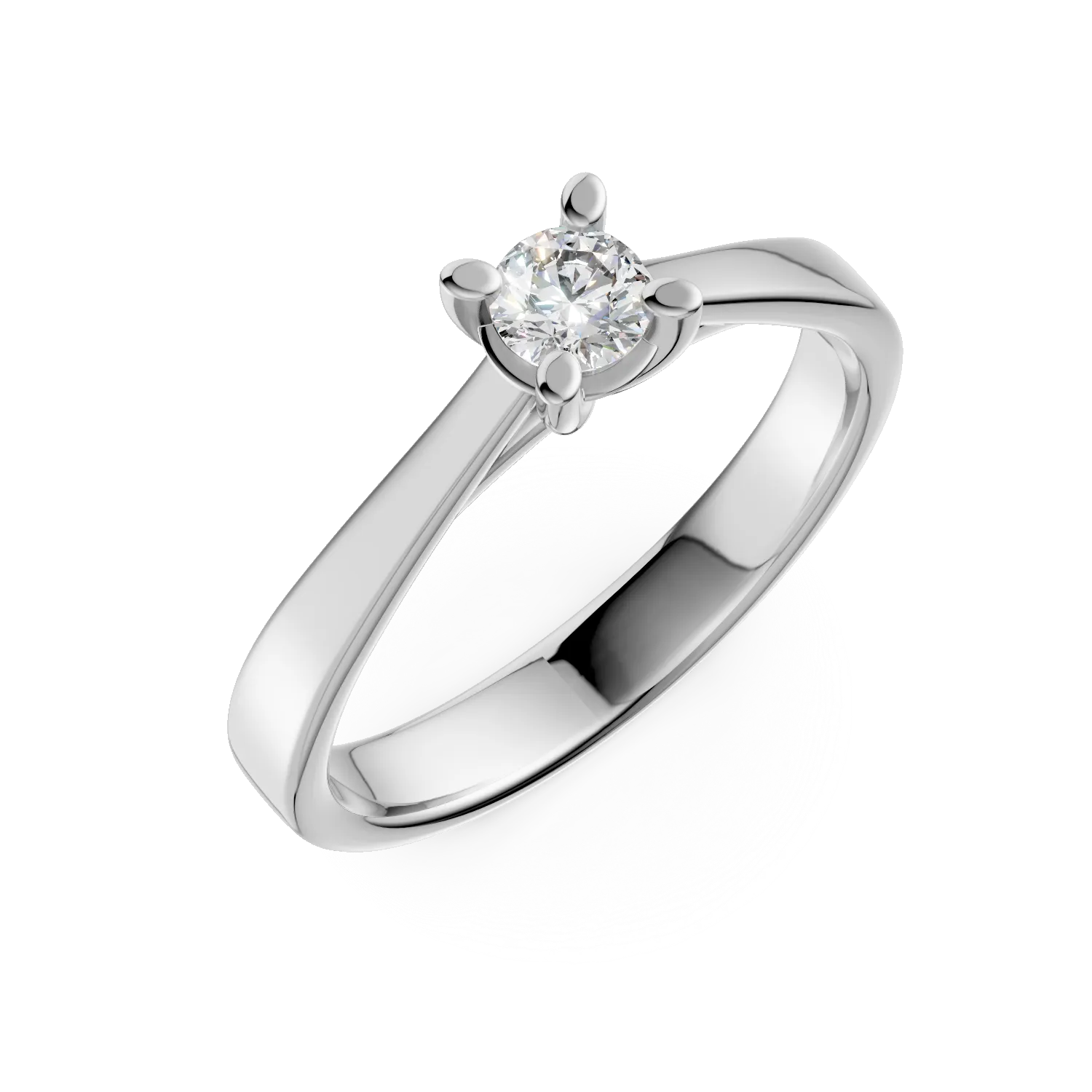 Inel de logodna din aur alb de 18K cu un diamant solitaire de 0.24ct