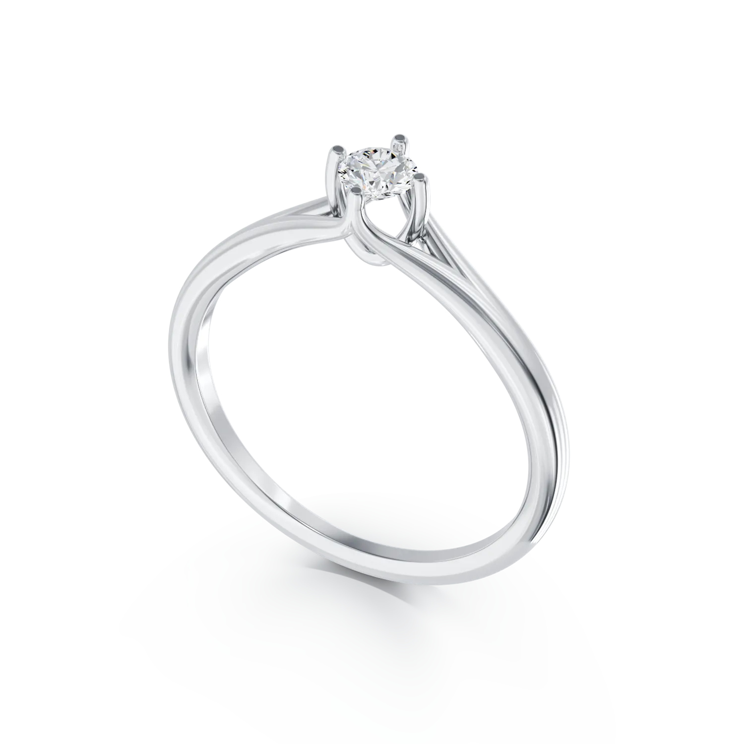 Pierścionek zaręczynowy z 18K białego złota z 0.2ct diamentem w pasjansie