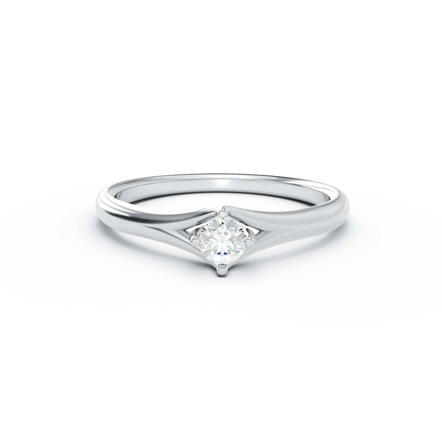 Pierścionek zaręczynowy z 18K białego złota z 0.2ct diamentem w pasjansie