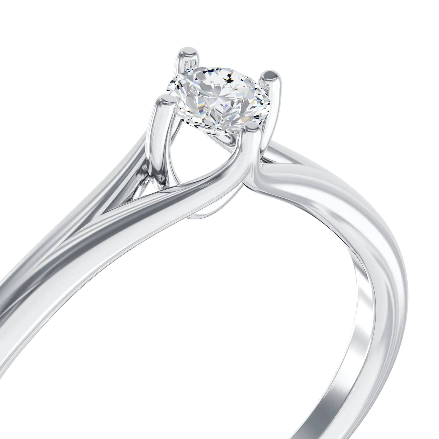 Pierścionek zaręczynowy z 18K białego złota z 0.2ct diamentem w pasjansie