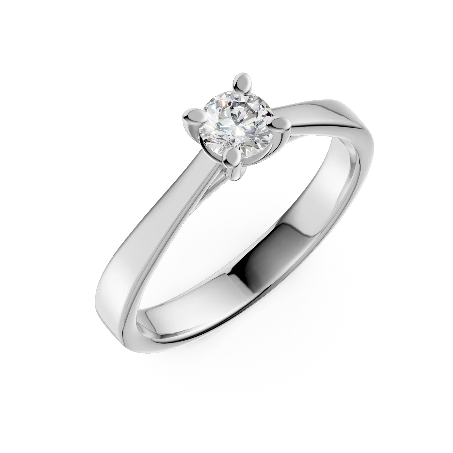 Inel de logodna din aur alb cu un diamant solitaire de 0.2ct