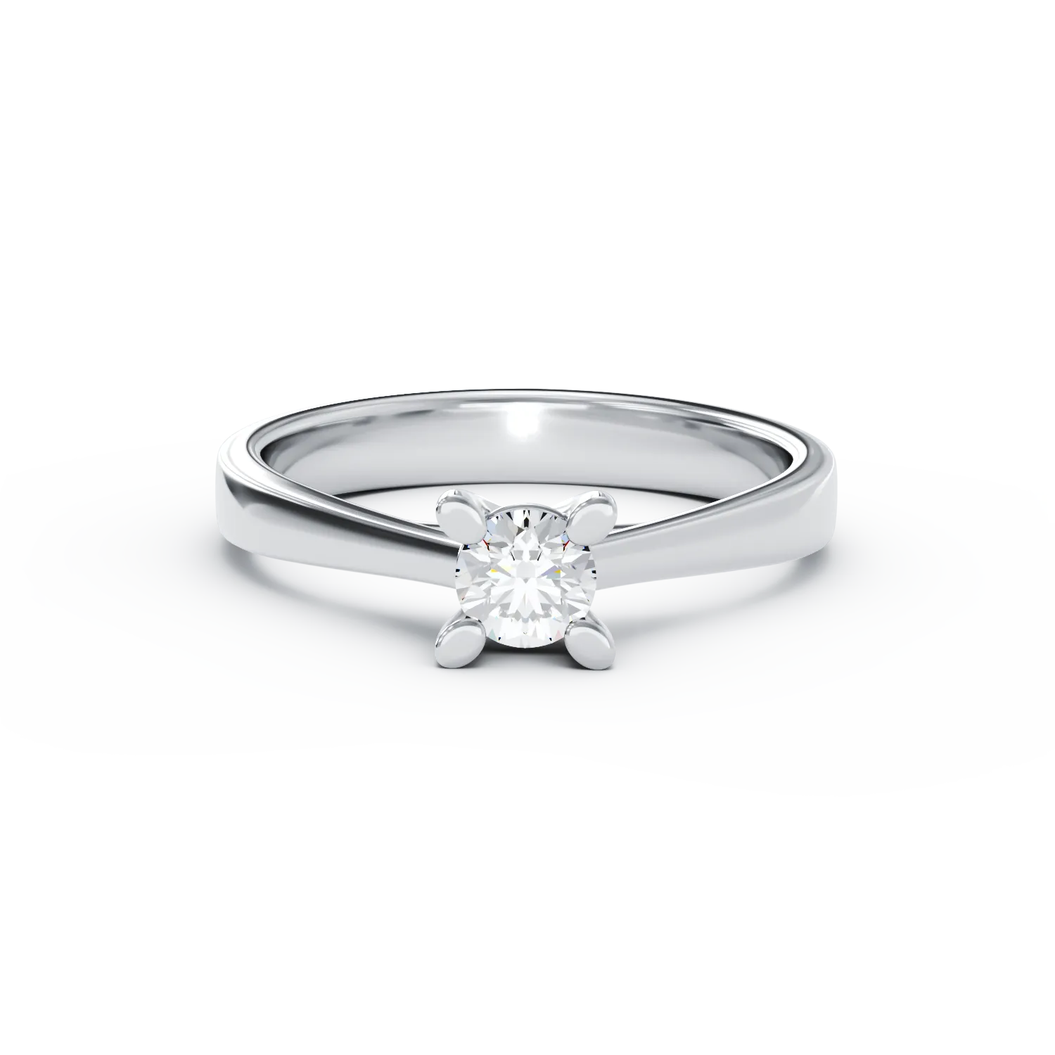 Годежен пръстен от бяло злато 18K с диамант пасианс 0.25ct
