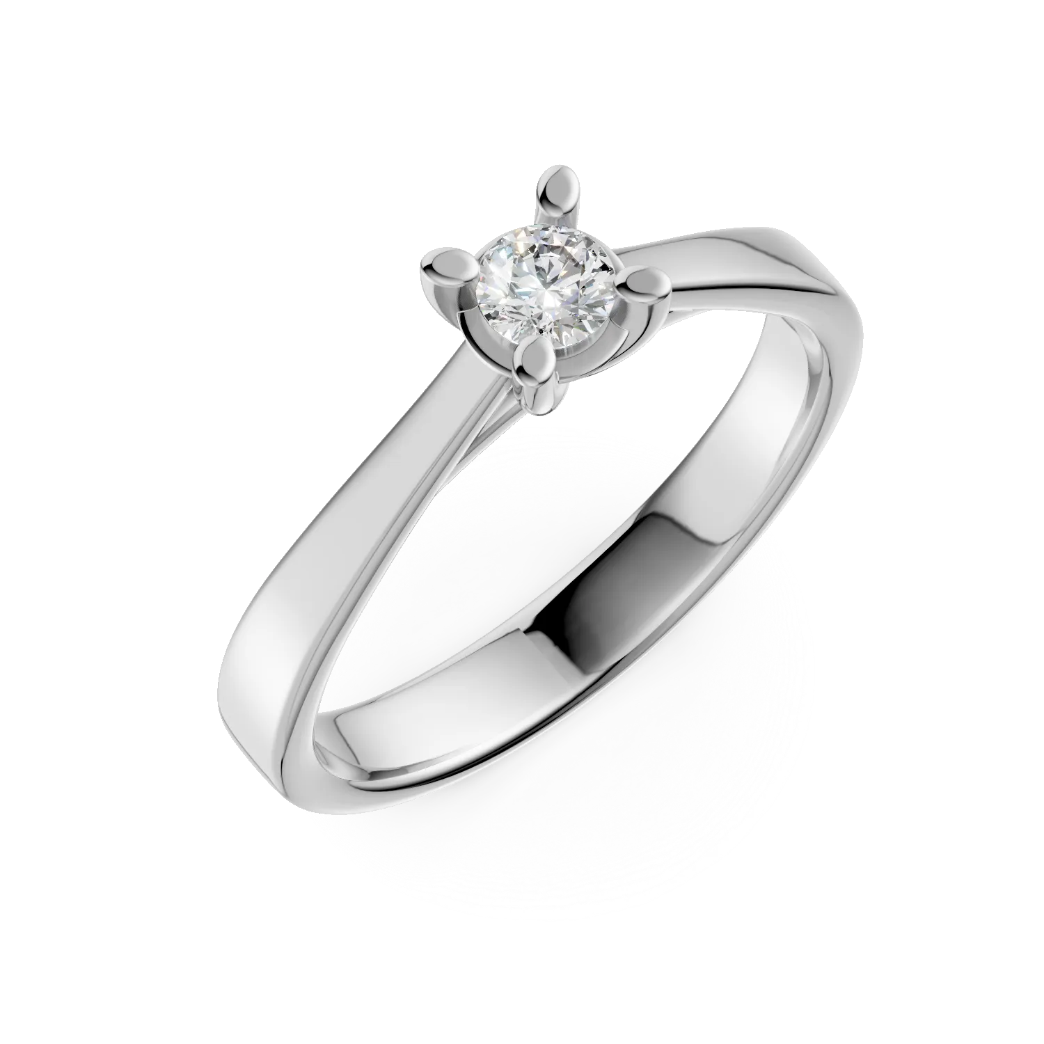 18K white gold engagement ring with a 0.1ct solitaire diamond