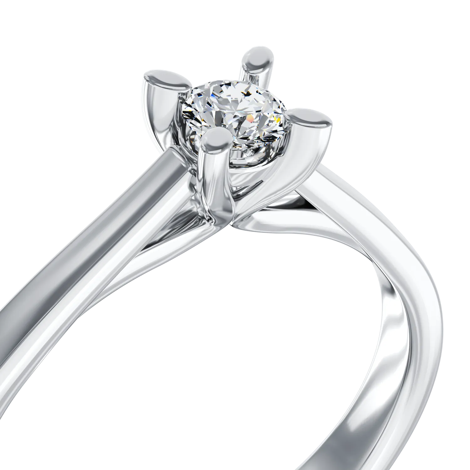 Годежен пръстен от бяло злато 18K с диамант пасианс 0.1ct