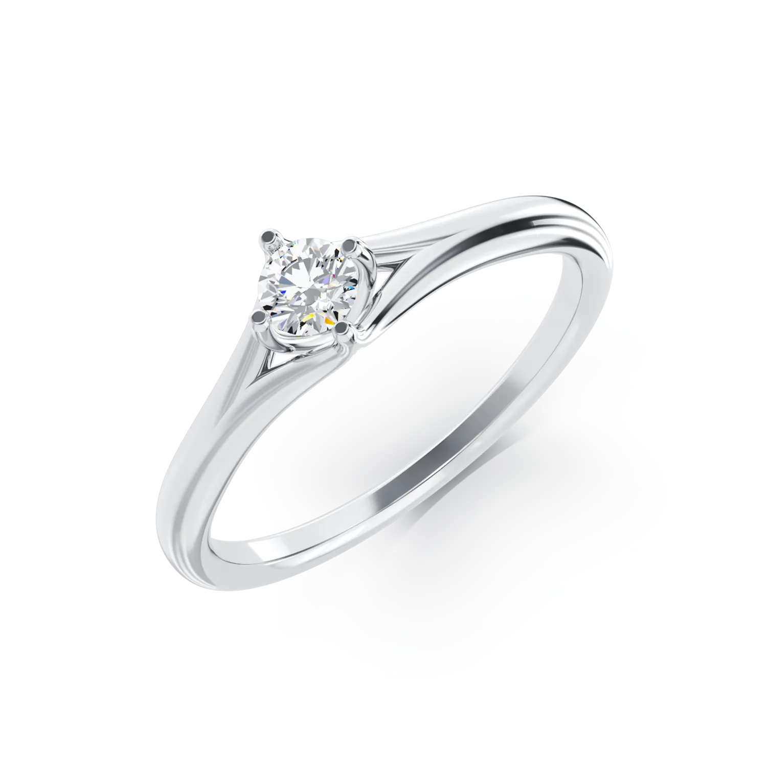 Pierścionek zaręczynowy z 18K białego złota z 0.1ct diamentem w pasjansie