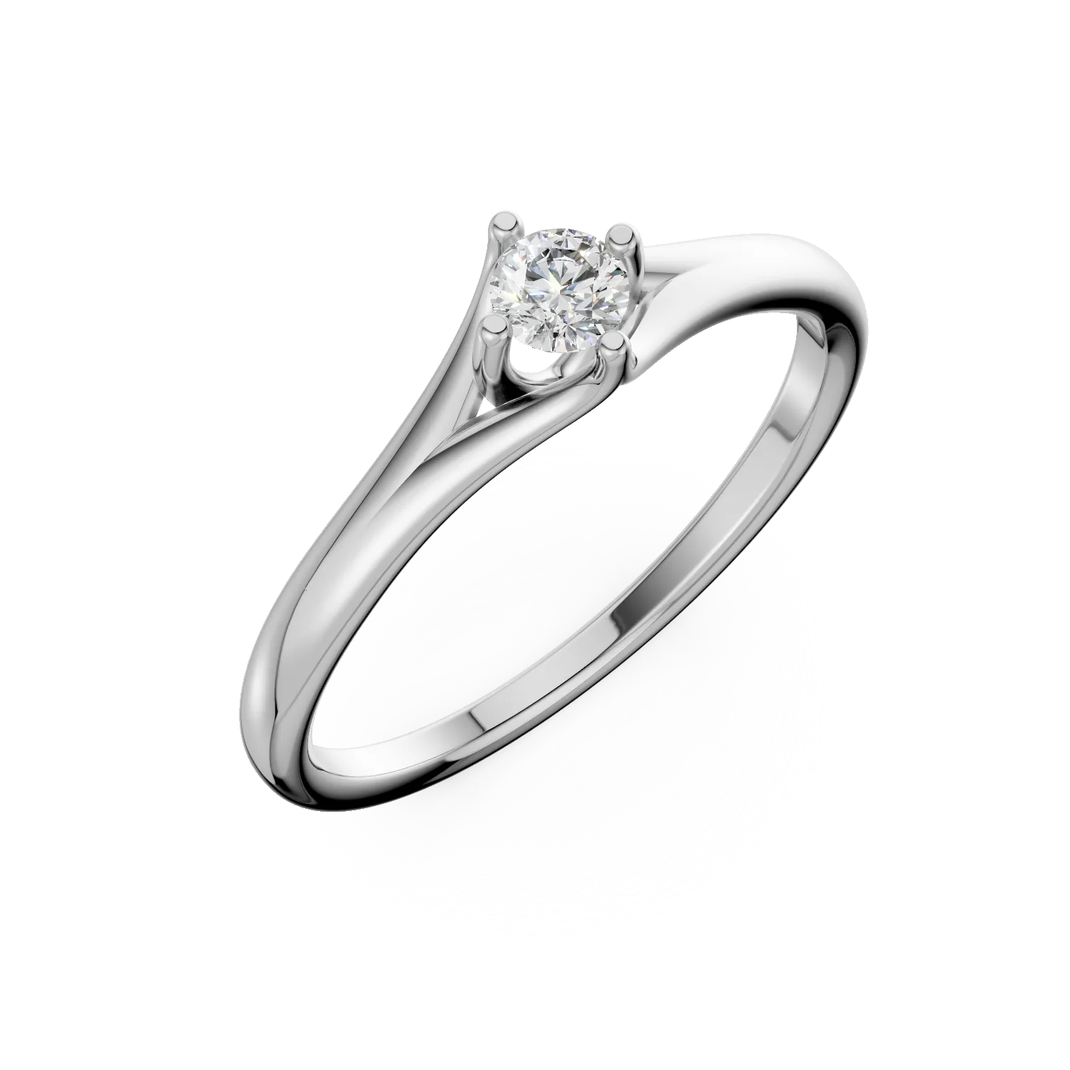 Inel de logodna din aur alb de 18K cu un diamant solitaire de 0.2ct-101445