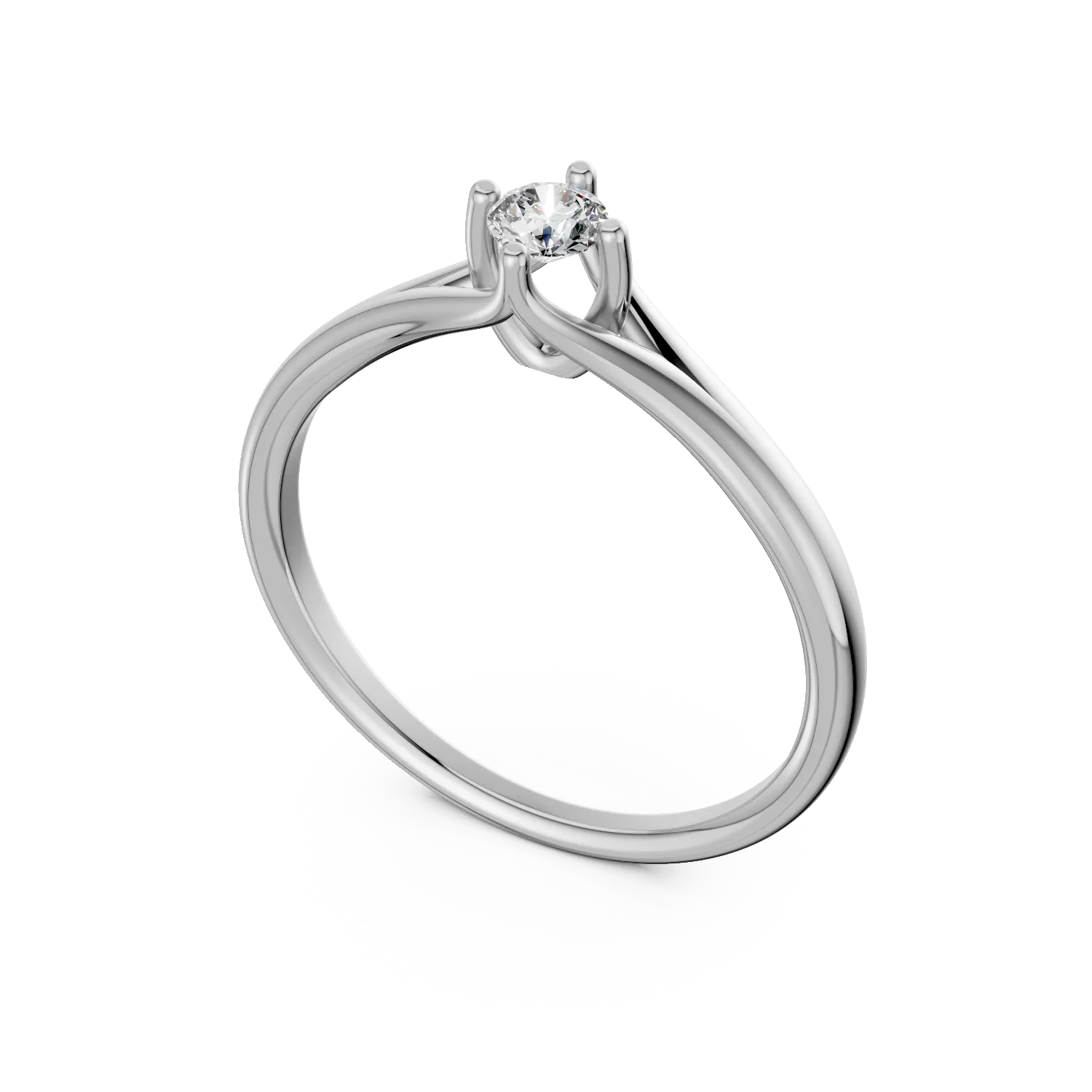 Inel de logodna din aur alb de 18K cu un diamant solitaire de 0.2ct