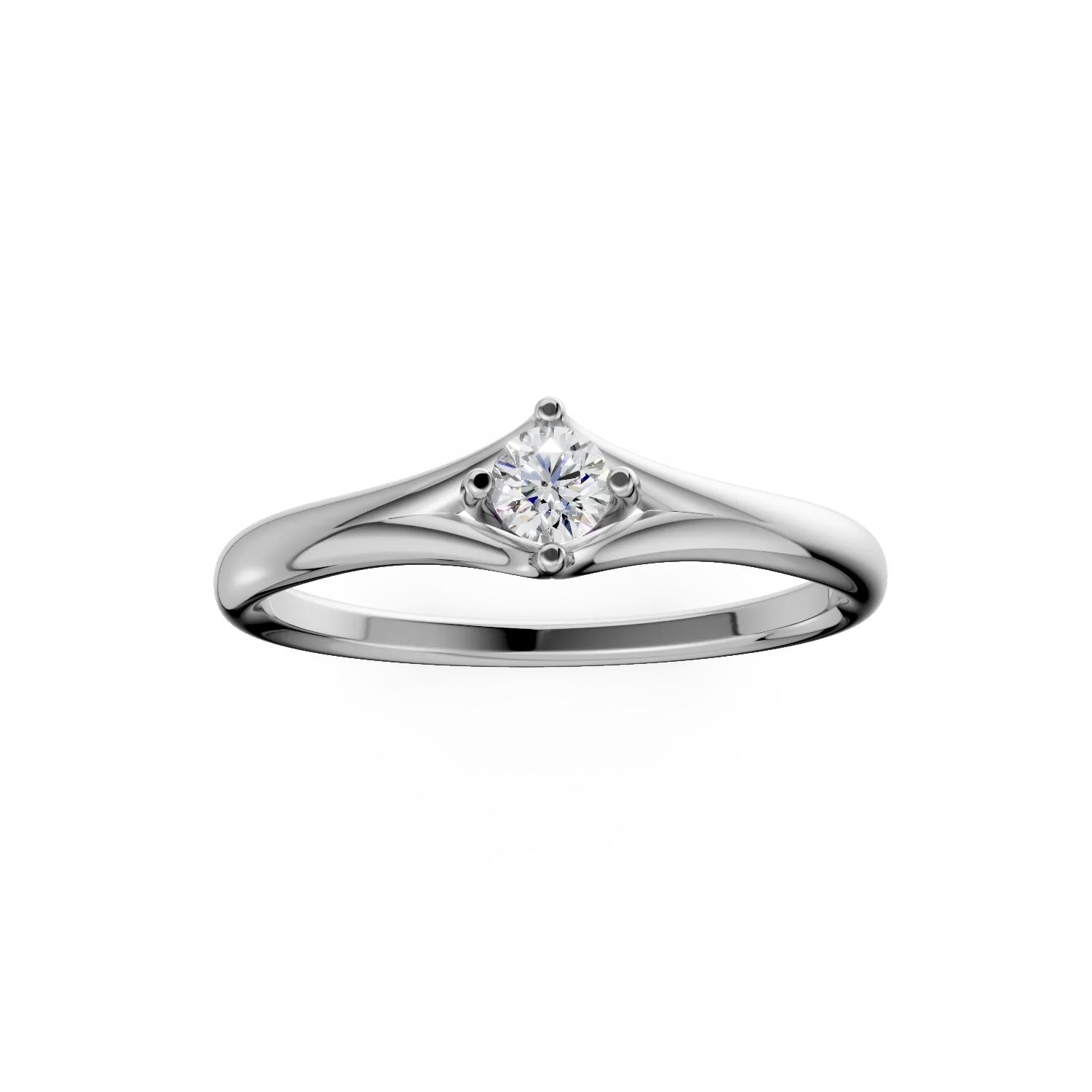 Inel de logodna din aur alb de 18K cu un diamant solitaire de 0.2ct