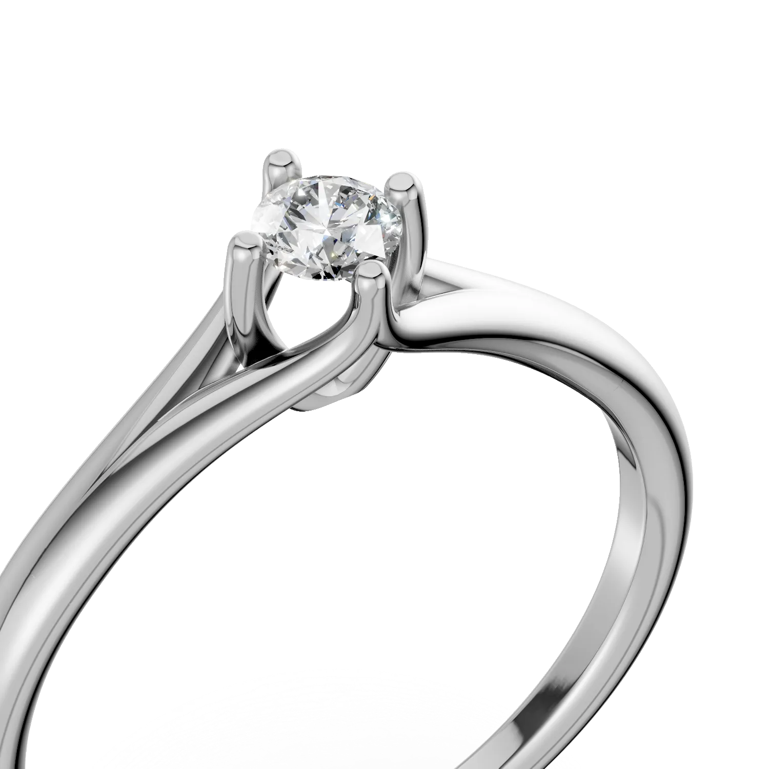 Inel de logodna din aur alb de 18K cu un diamant solitaire de 0.2ct