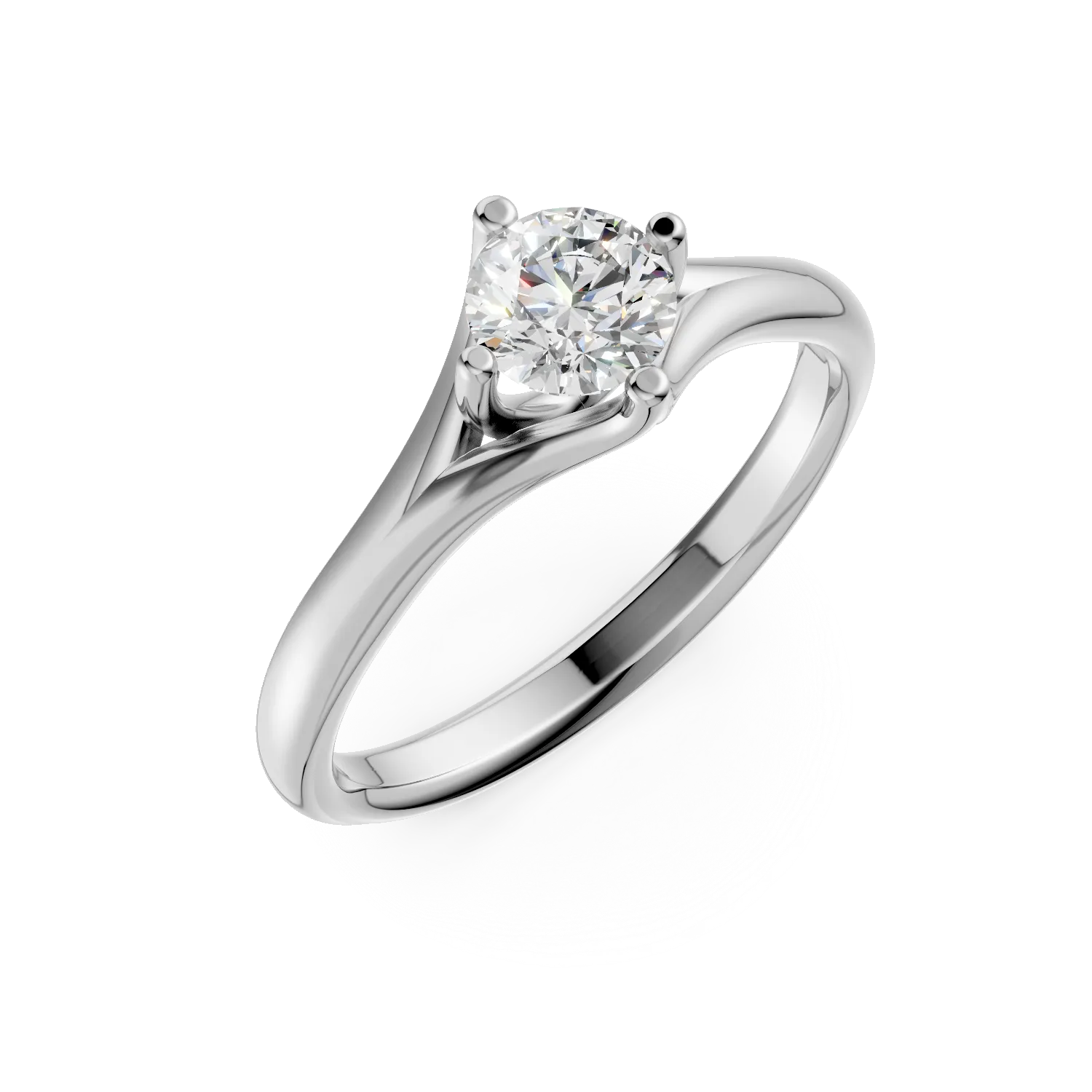 Inel de logodna din aur alb de 18K cu un diamant solitaire de 0.25ct